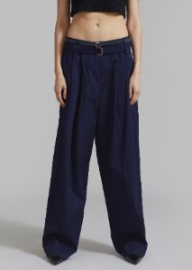 Joan Double Belted Pants - Navy sold by Frankie Shop