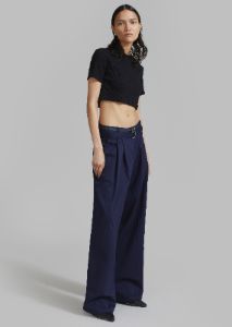 Joan Double Belted Pants - Navy sold by Frankie Shop