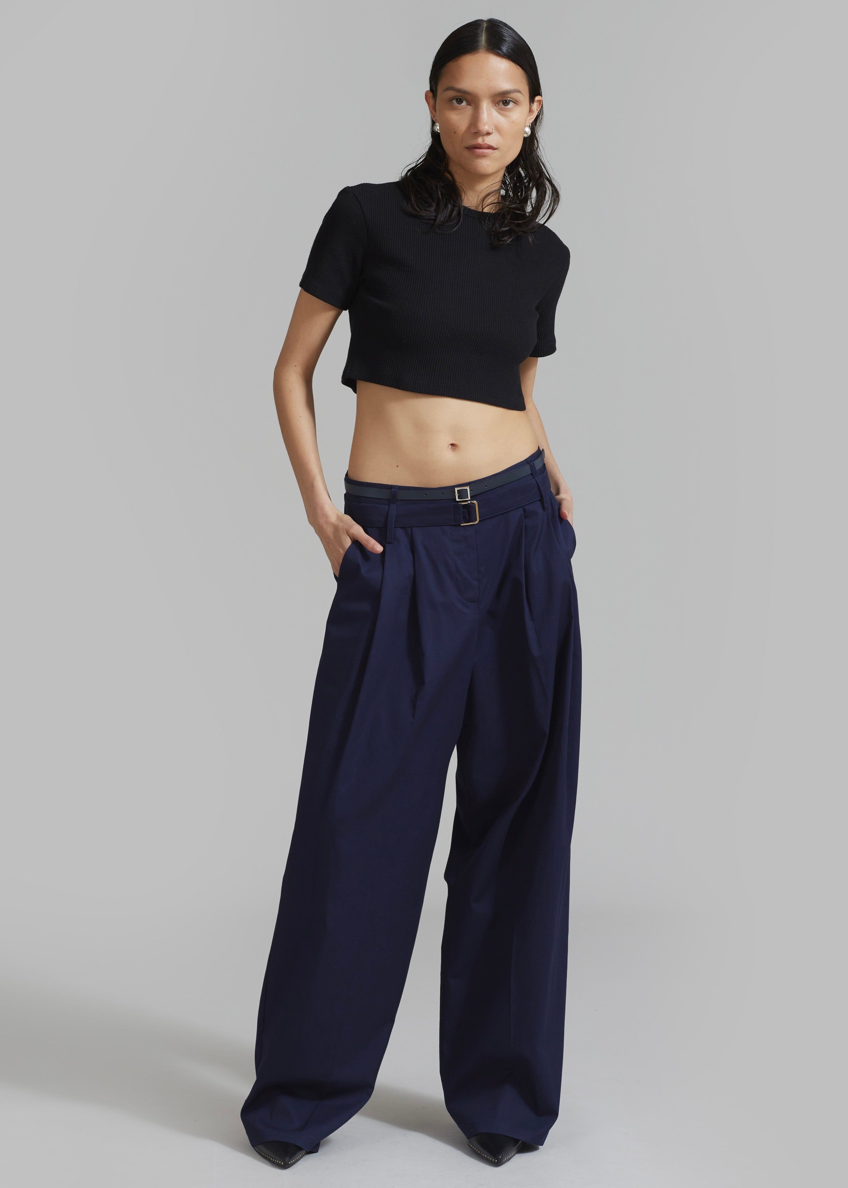 Joan Double Belted Pants - Navy sold by Frankie Shop product image thumbnail 3