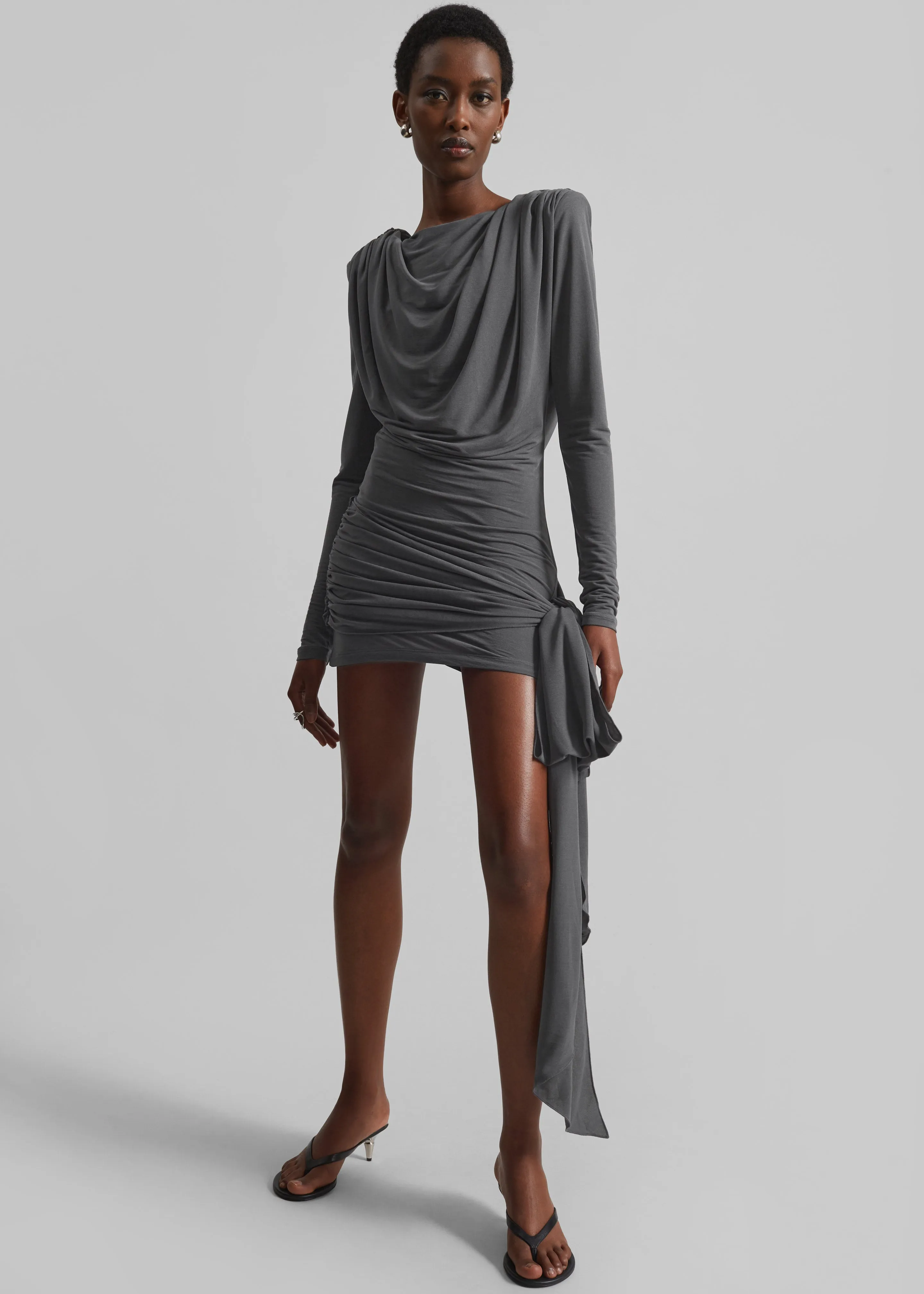 Rotate Mini Waterfall Dress - Gray sold by Frankie Shop