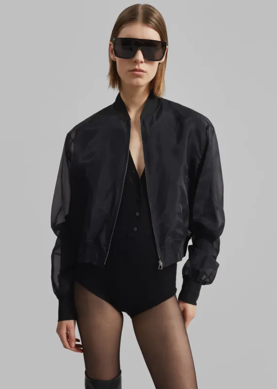 Micky Cropped Sheer Bomber - Black sold by Frankie Shop