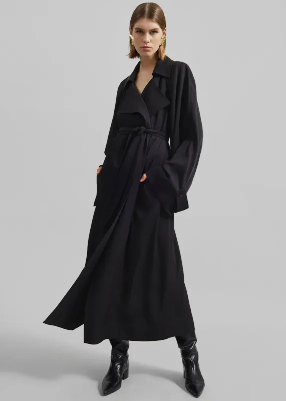 Astoria Cut-Out Raglan Sleeve Trench Coat - Black sold by Frankie Shop