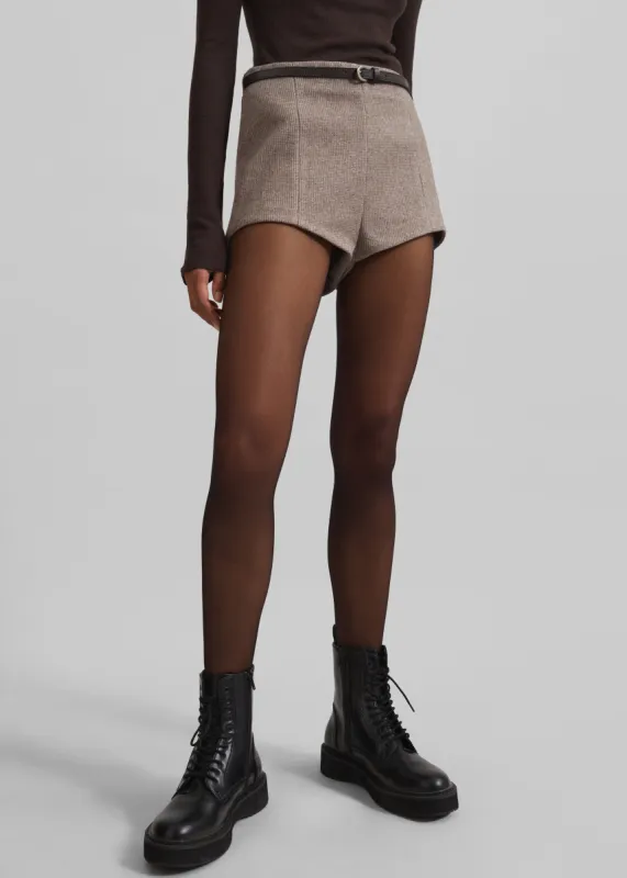 Mevra Houndstooth Hot Pants - Light Brown sold by Frankie Shop