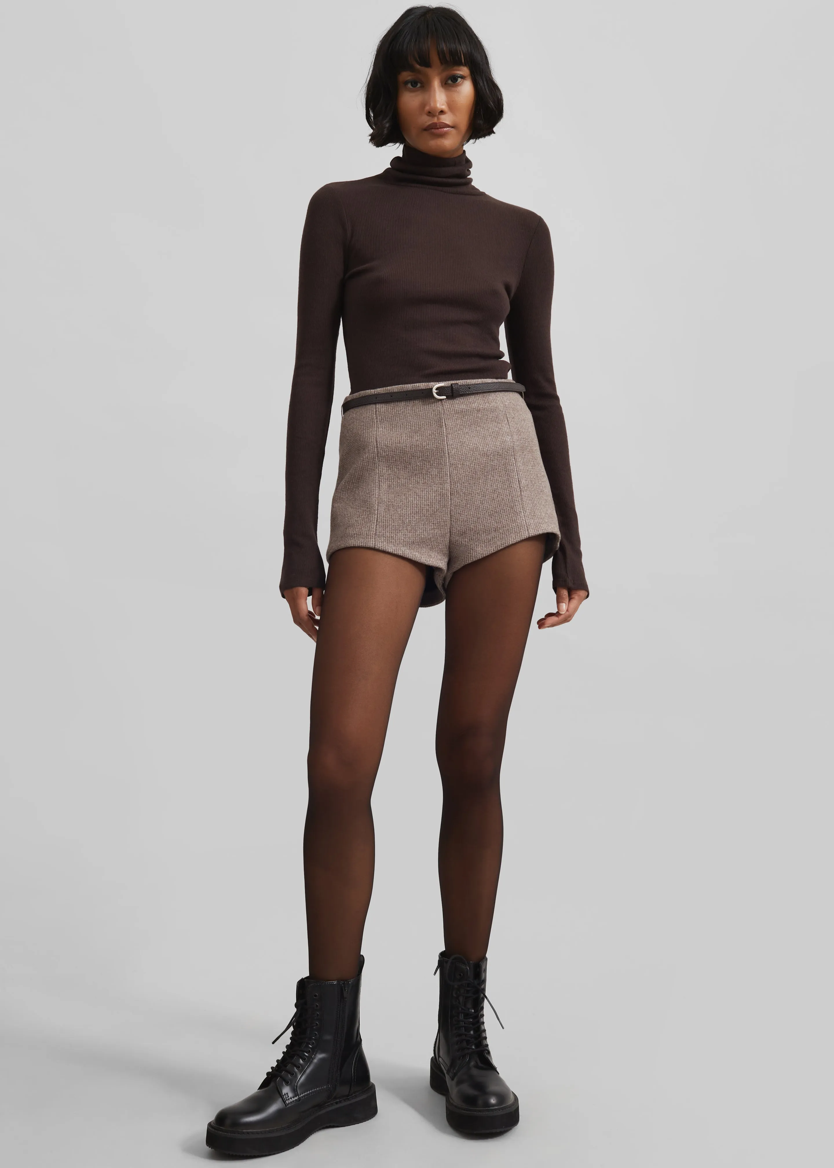 Mevra Houndstooth Hot Pants - Light Brown sold by Frankie Shop product image thumbnail 5