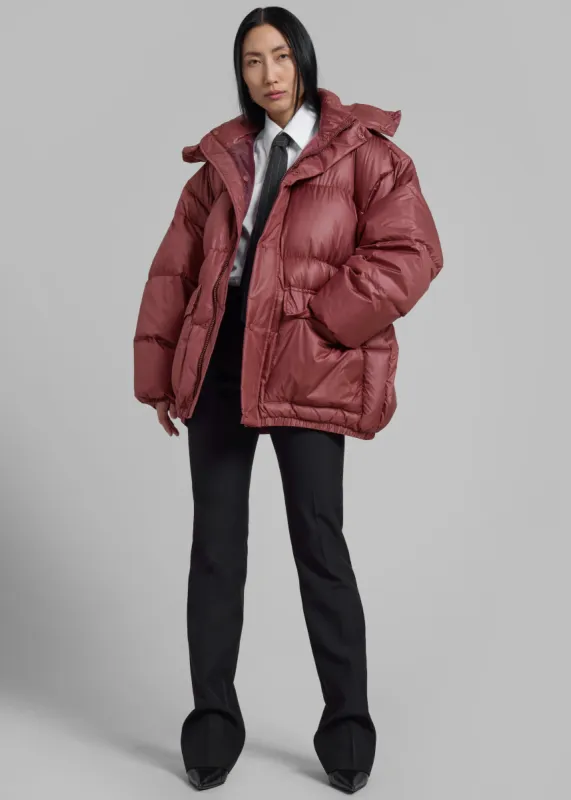 Hedon Belted Puffer Jacket - Burgundy sold by Frankie Shop