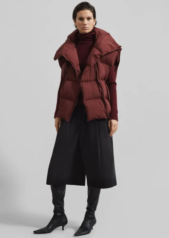 Otley Sleeveless Puffer Vest - Burgundy sold by Frankie Shop