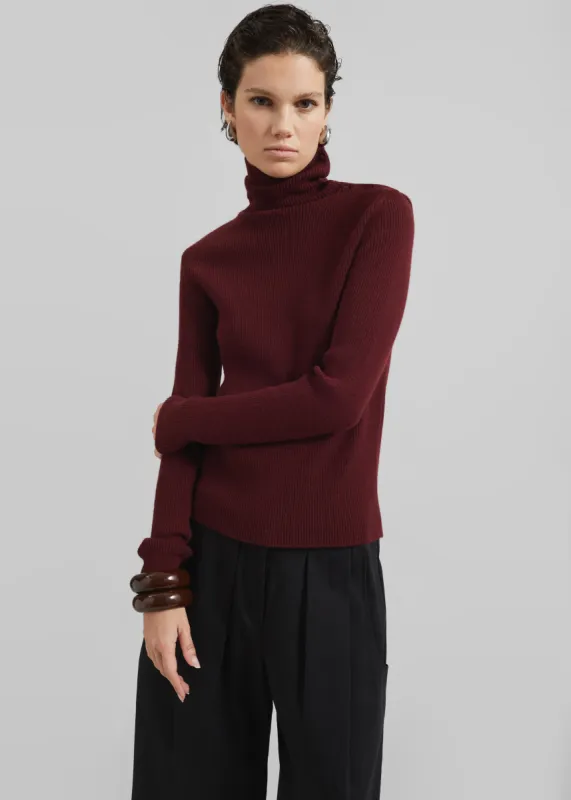 Devar Turtleneck Sweater - Burgundy sold by Frankie Shop