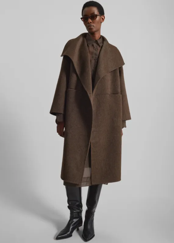 Cheshire Shawl Collar Wool Coat - Brown sold by Frankie Shop
