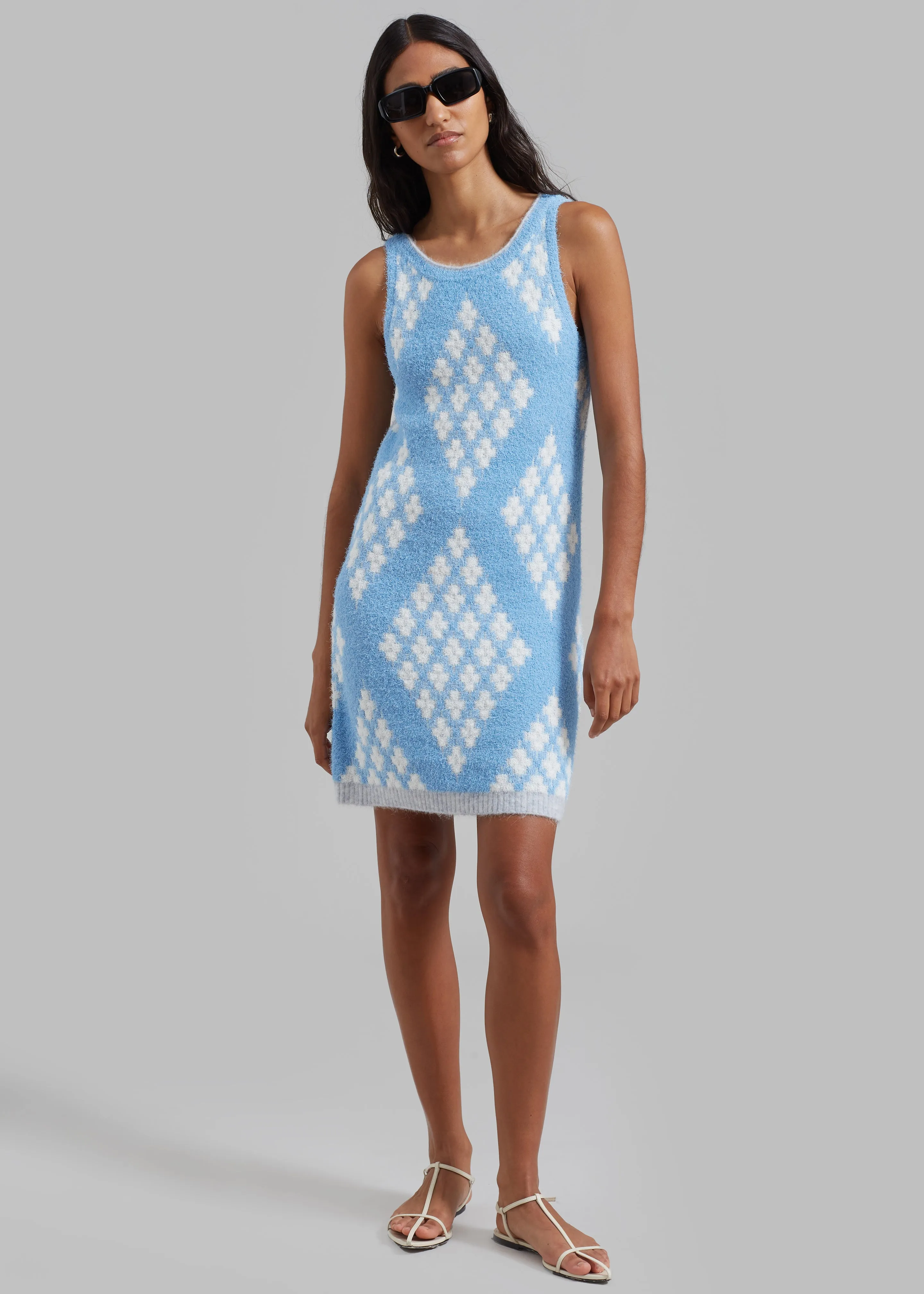 3.1 Phillip Lim Argyle Jacquard Sleeveless Mini Dress - Hudson Blue/Multi sold by Frankie Shop product image thumbnail 5