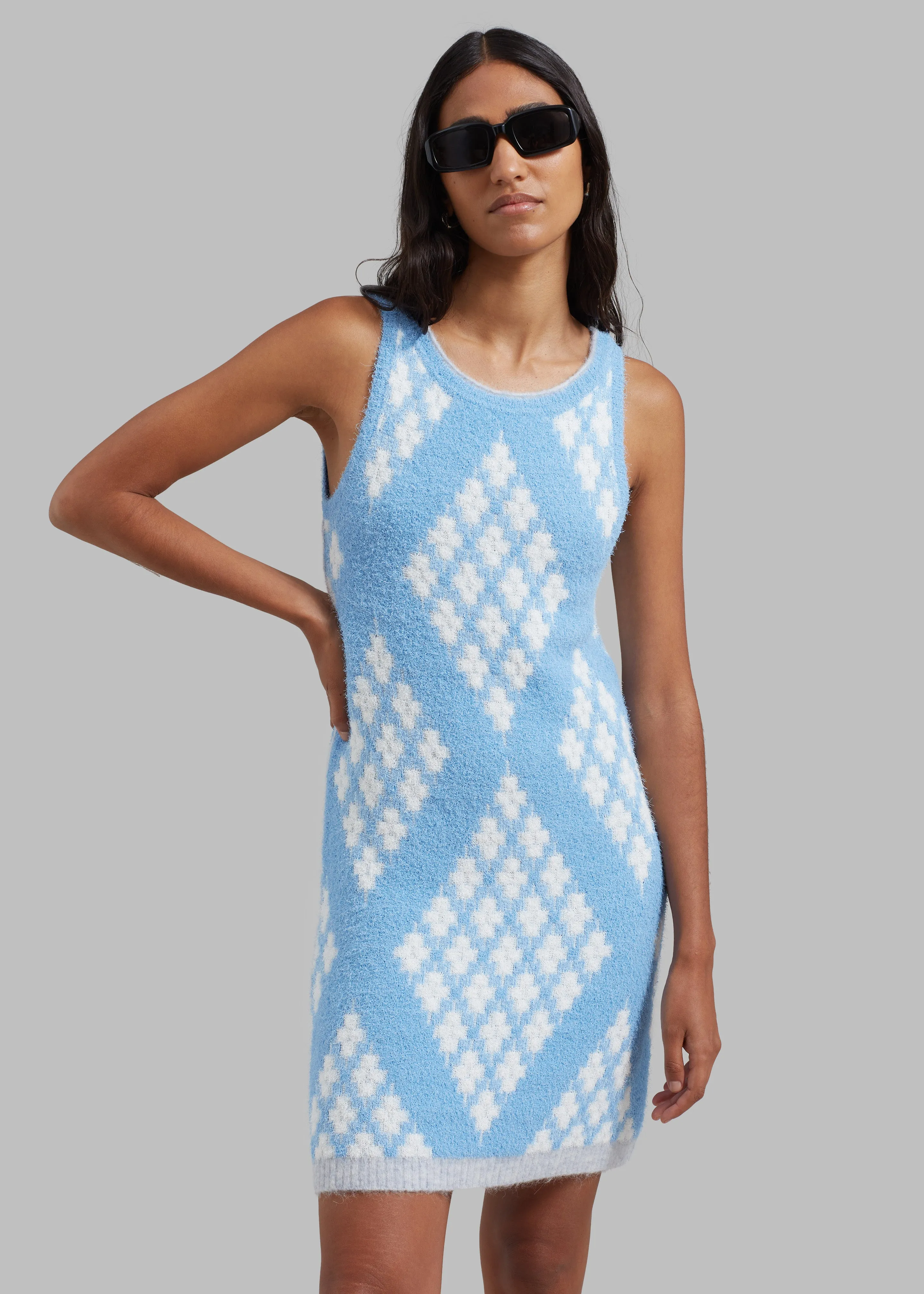 3.1 Phillip Lim Argyle Jacquard Sleeveless Mini Dress - Hudson Blue/Multi sold by Frankie Shop product image thumbnail 4