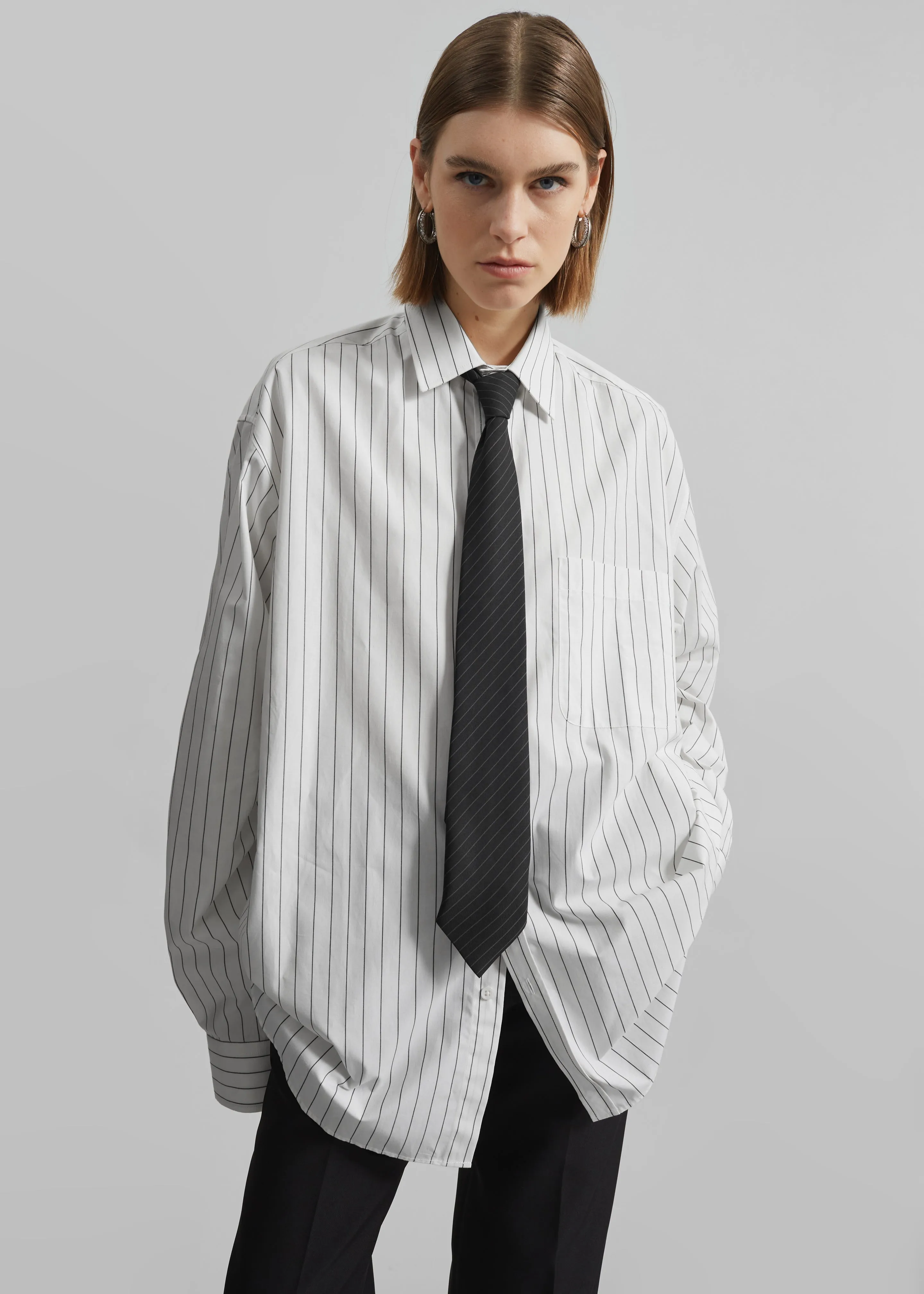 Toria Cotton Shirt - White/Black Stripe sold by Frankie Shop product image thumbnail 3