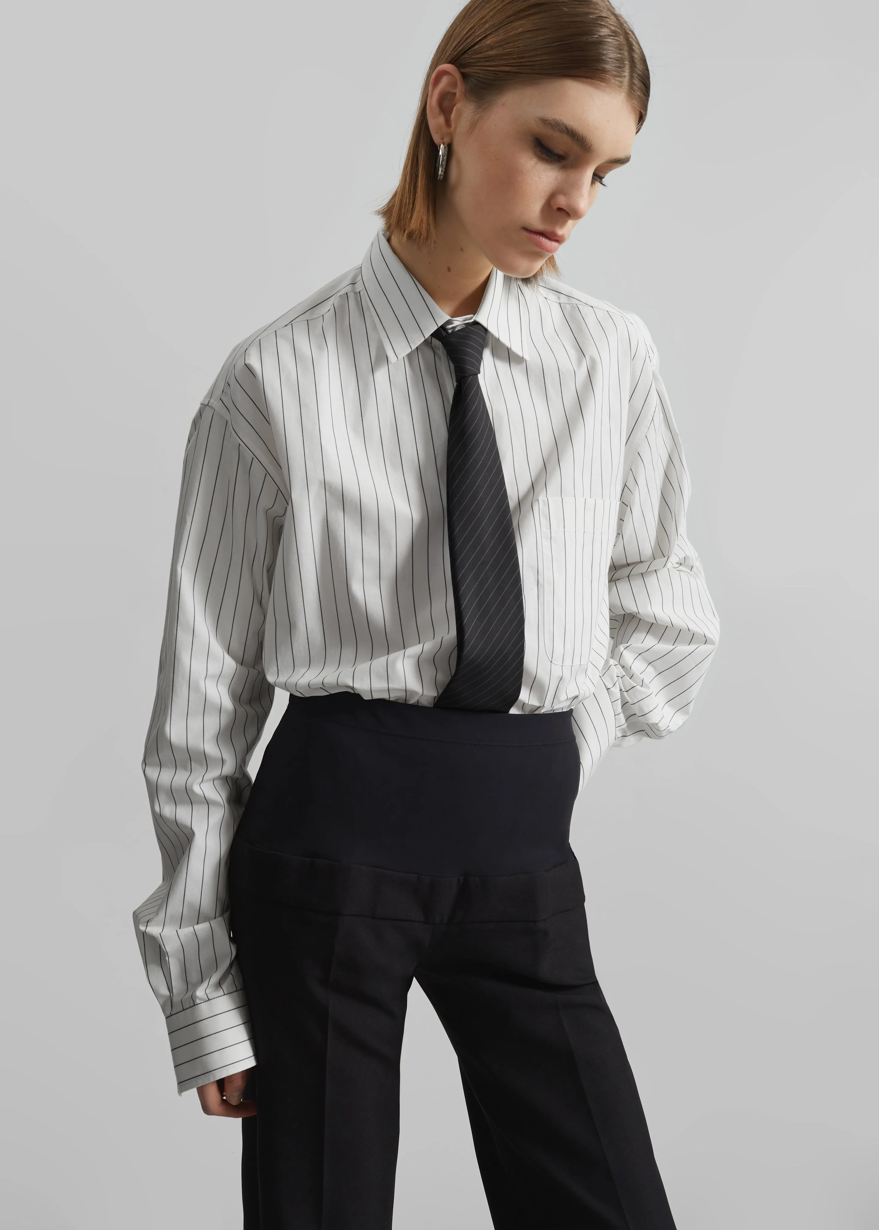 Toria Cotton Shirt - White/Black Stripe sold by Frankie Shop