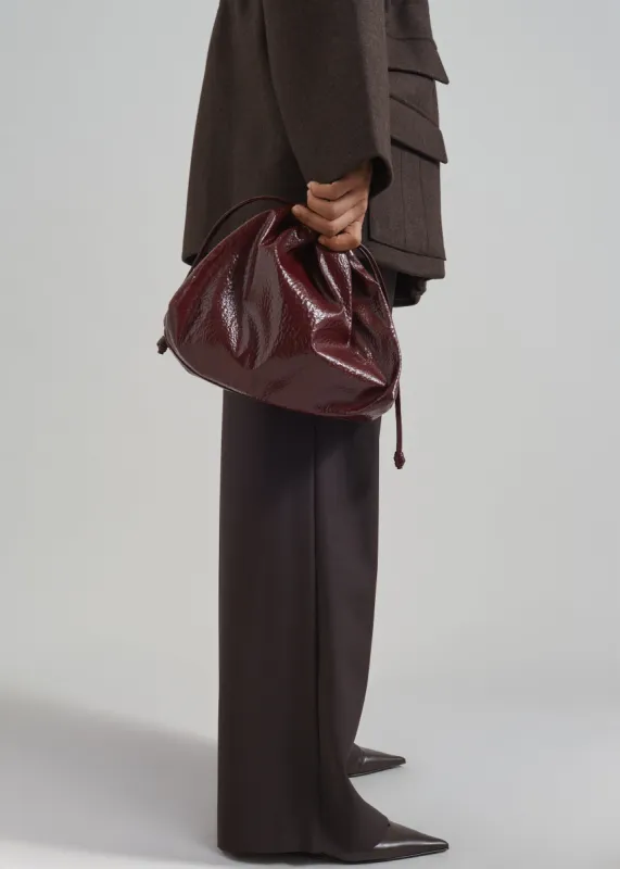 Morgan Crackled Faux Leather Small Pouch - Burgundy sold by Frankie Shop