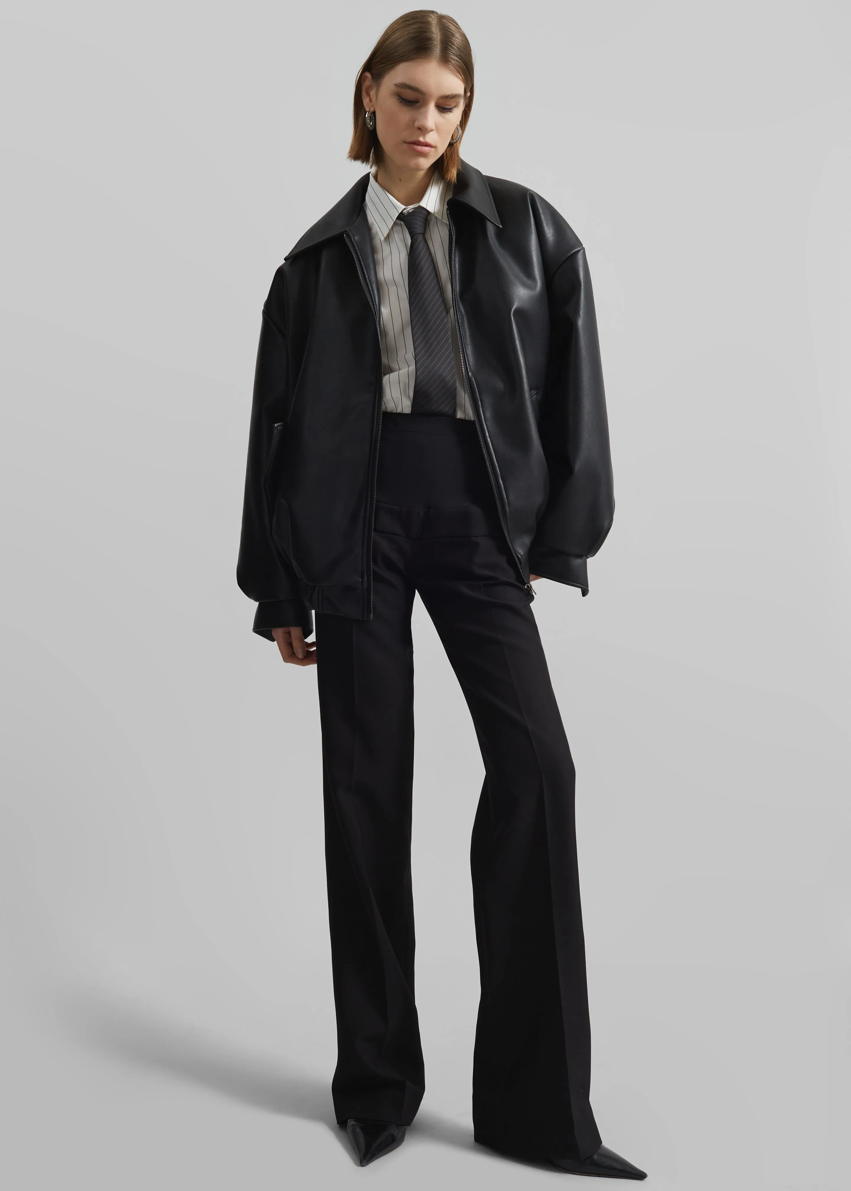 Elden Faux Leather Bomber Jacket - Black sold by Frankie Shop