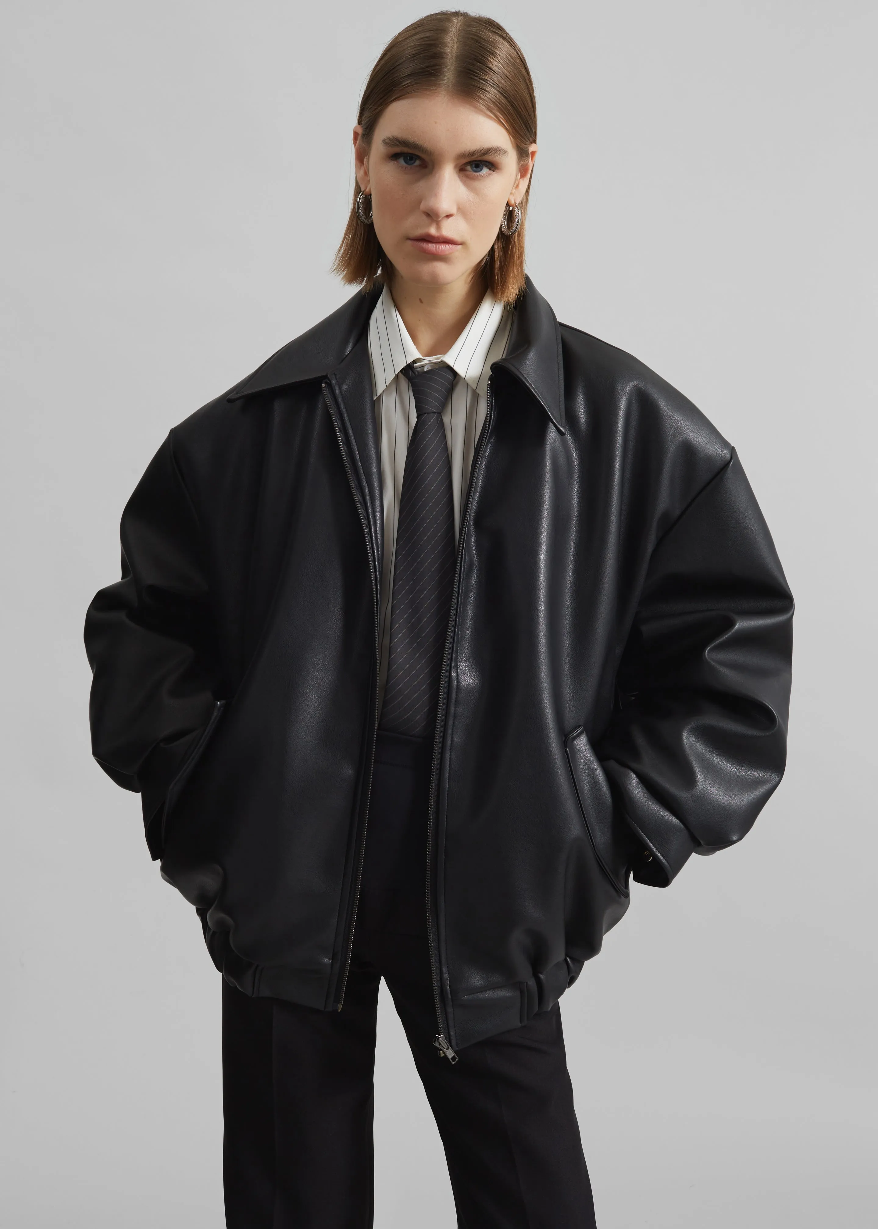 Elden Faux Leather Bomber Jacket - Black sold by Frankie Shop product image thumbnail 2