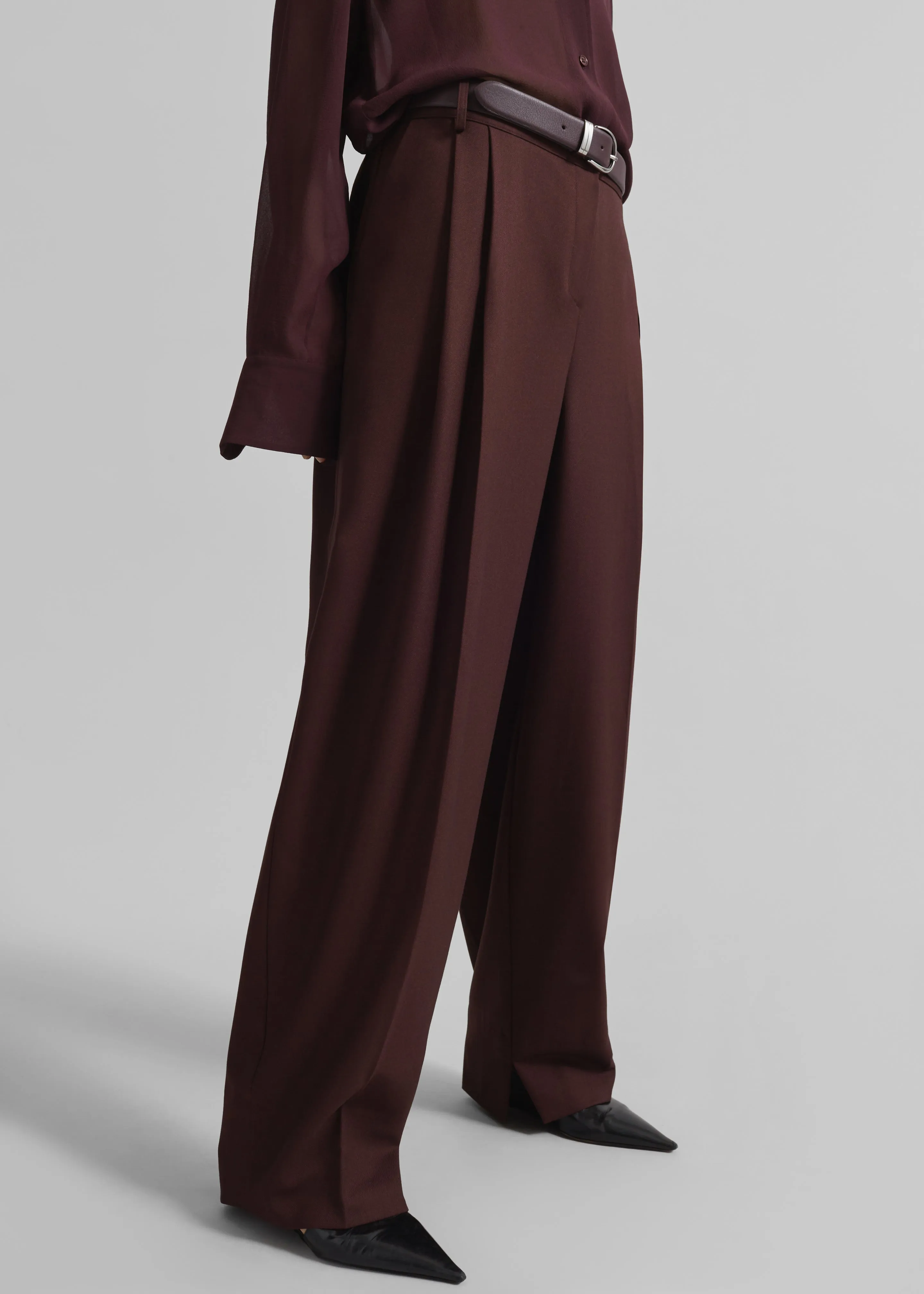 Durham Pleated Trousers - Burgundy sold by Frankie Shop product image thumbnail 4