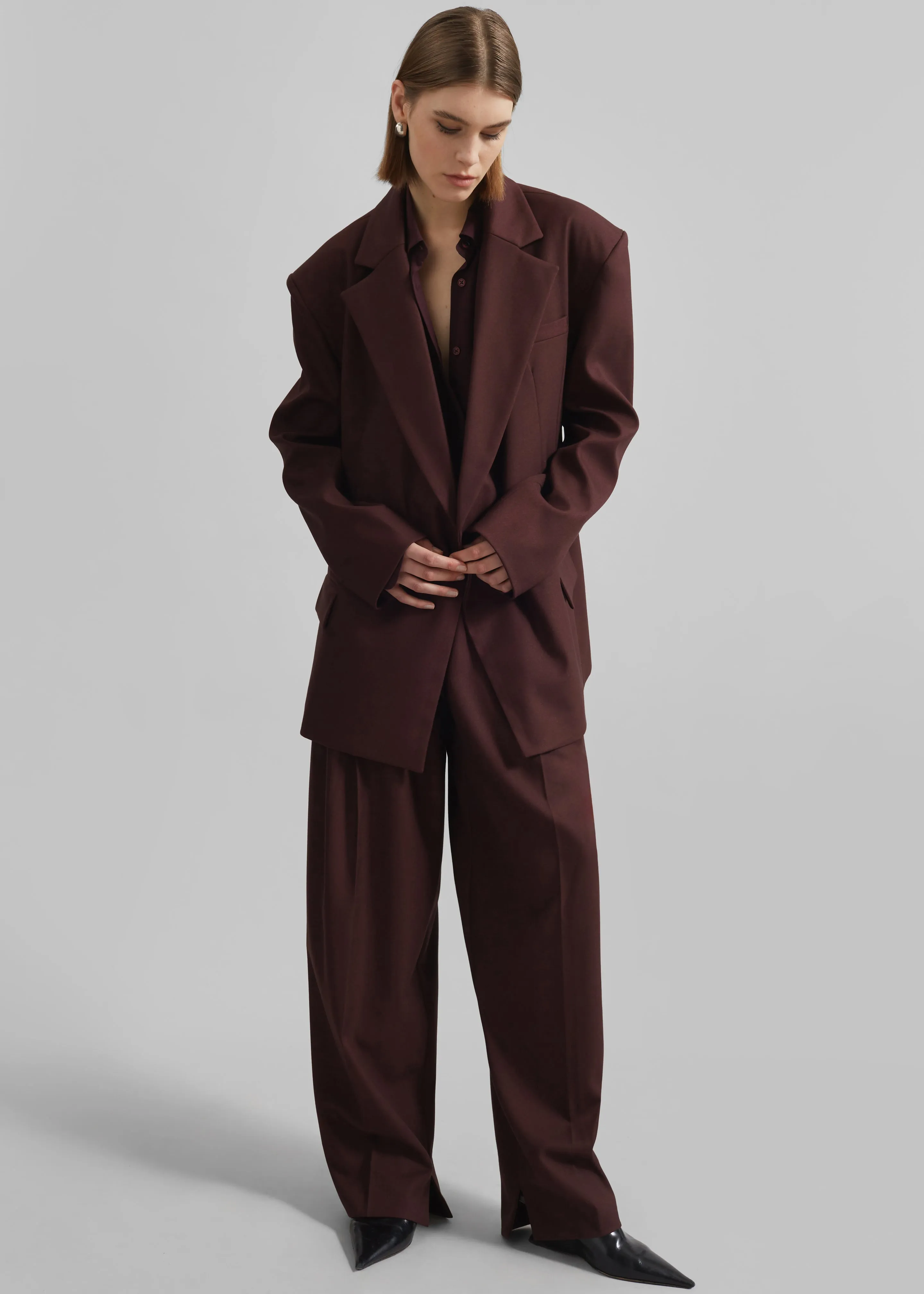Durham Pleated Trousers - Burgundy sold by Frankie Shop product image thumbnail 3