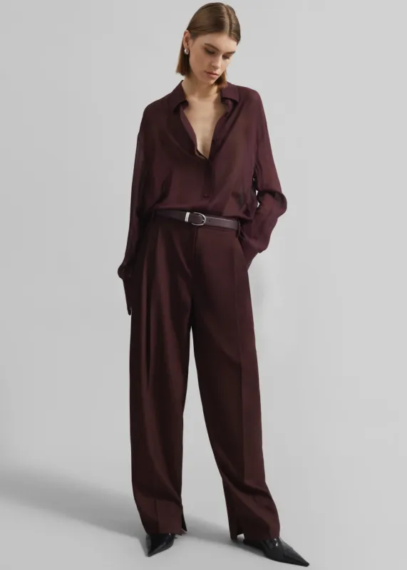 Durham Pleated Trousers - Burgundy sold by Frankie Shop