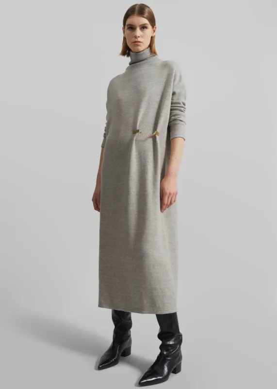 Bevza Turtleneck Long Dress - Grey Melange sold by Frankie Shop