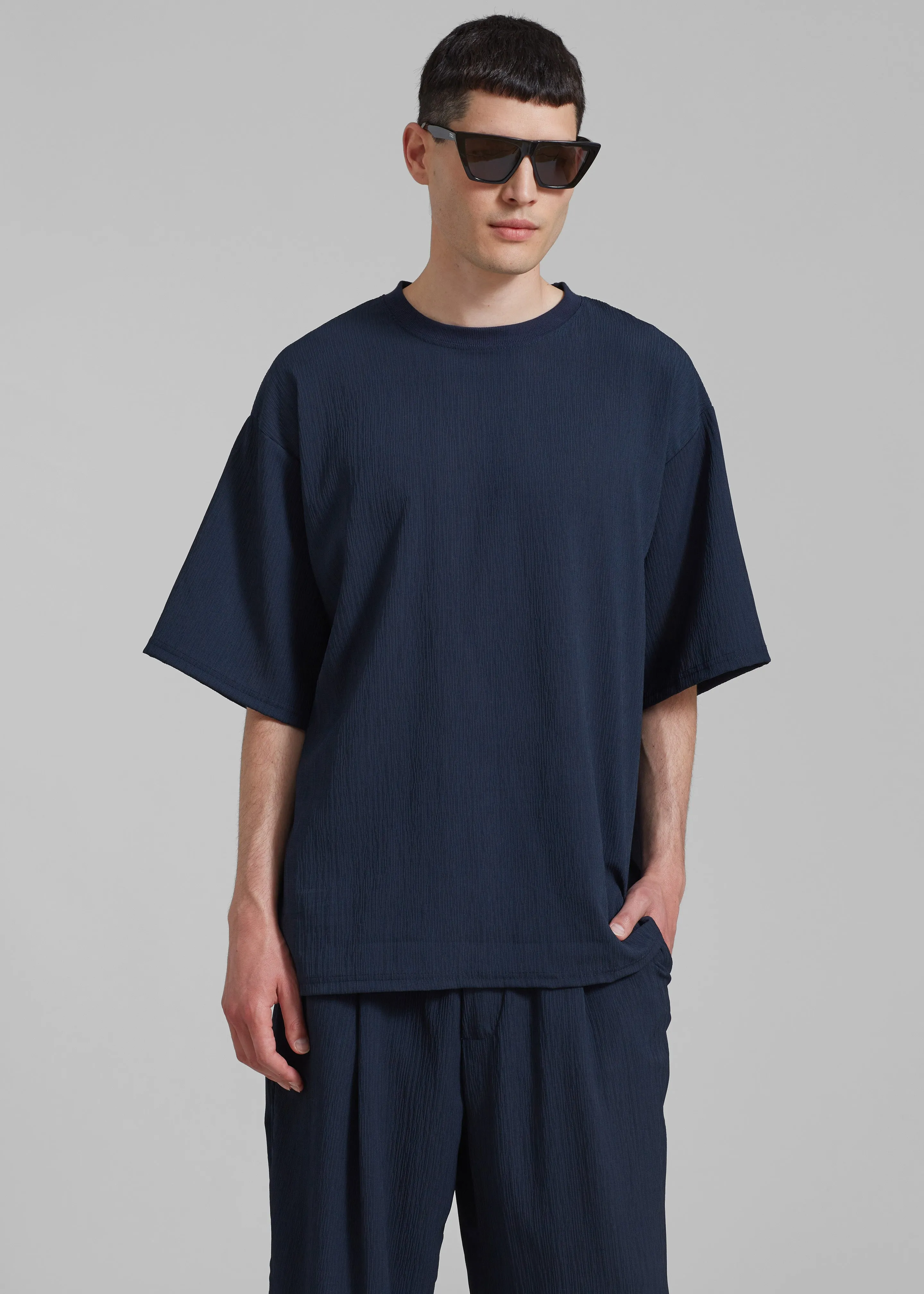 Eliott Crinkle Tee - Navy sold by Frankie Shop