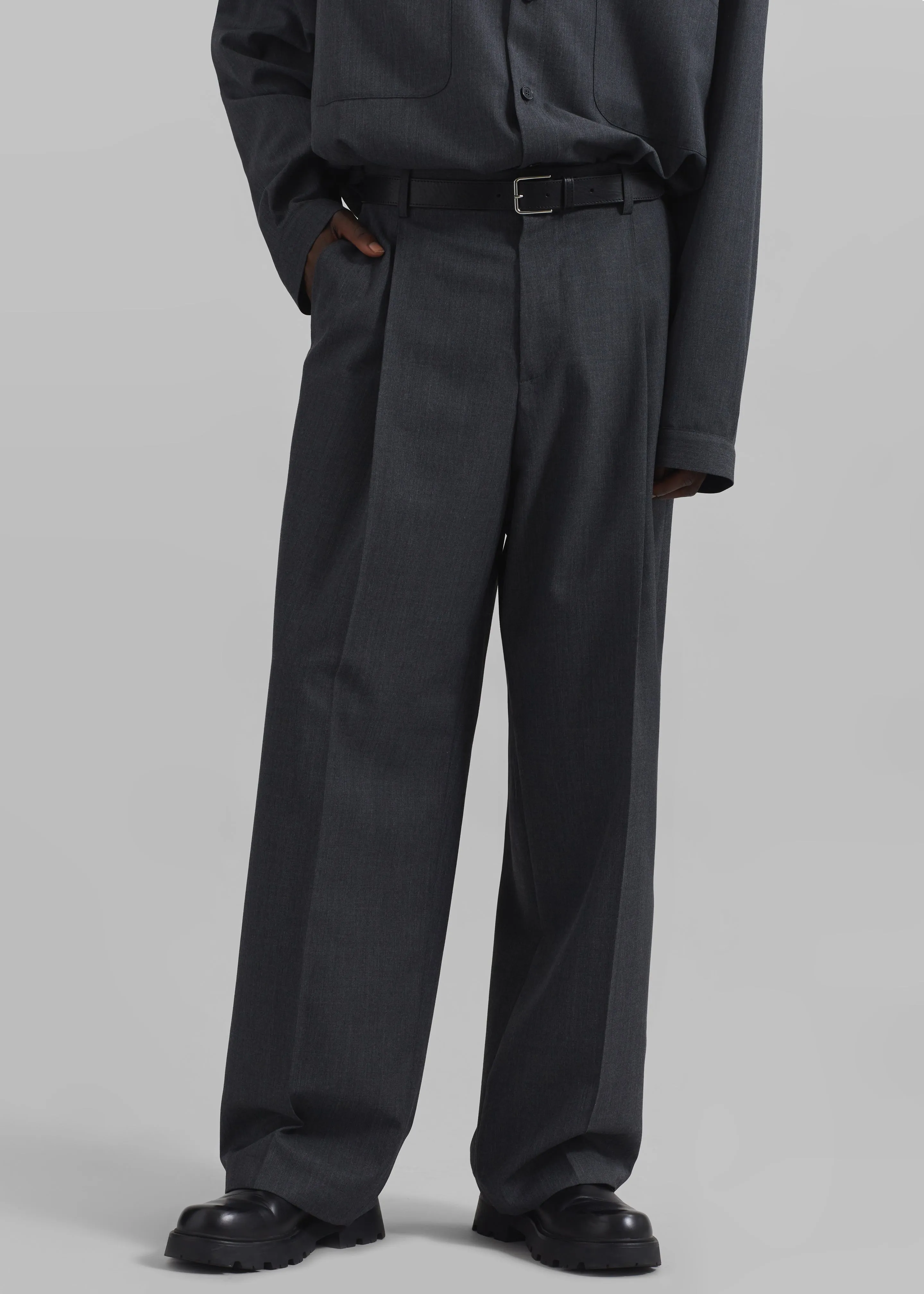 Milton Wool Blend Trousers - Dark Grey sold by Frankie Shop