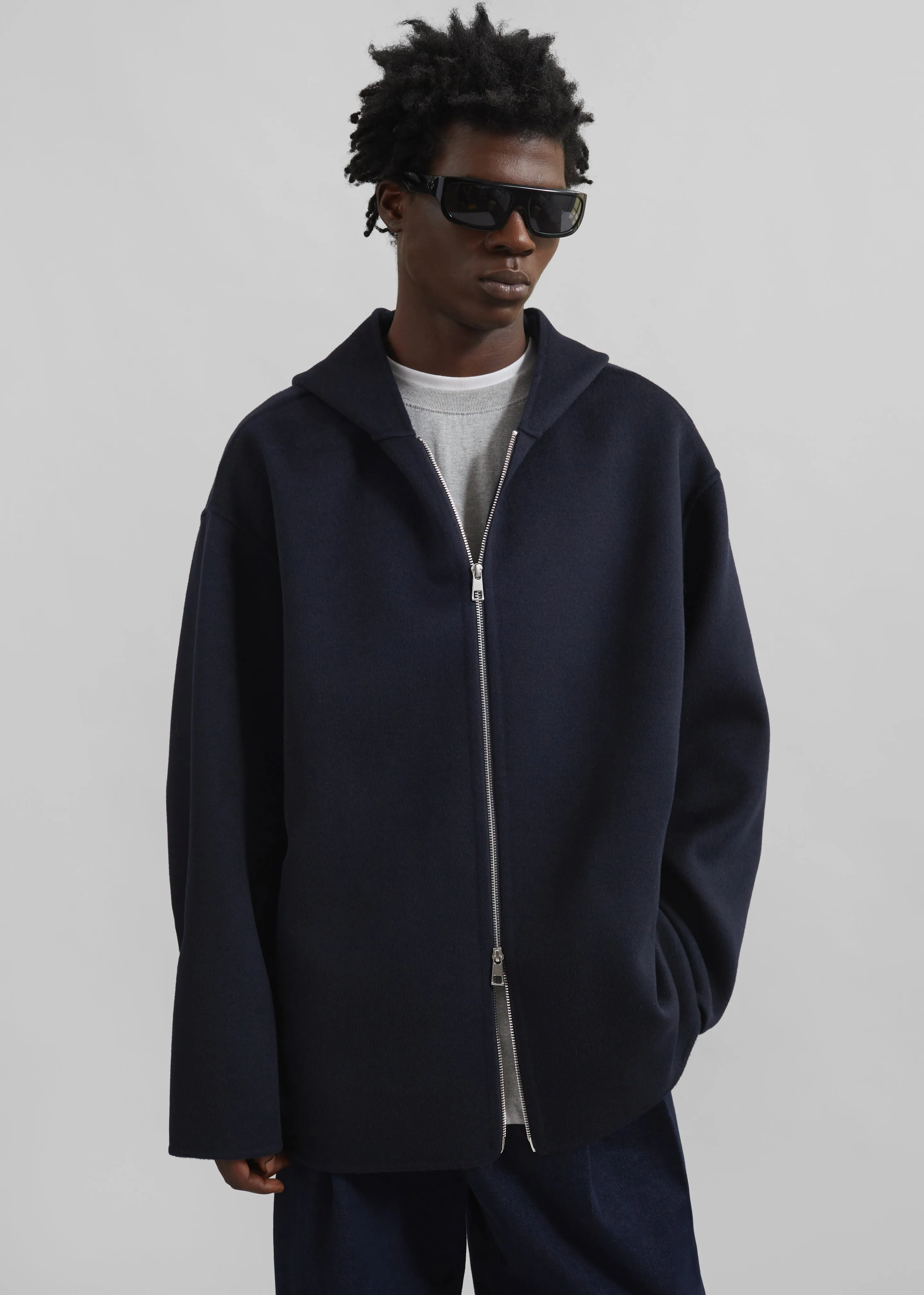 Rye Hooded Wool Jacket - Navy sold by Frankie Shop product image thumbnail 4