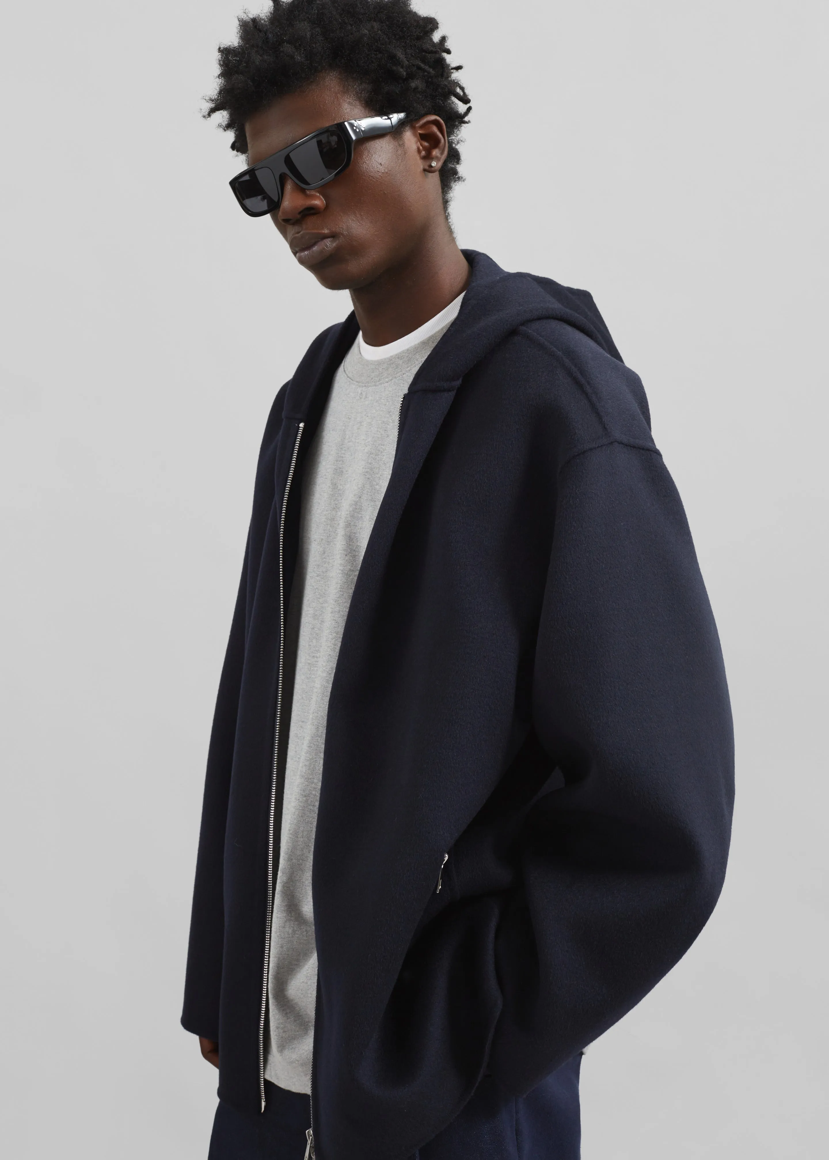 Rye Hooded Wool Jacket - Navy sold by Frankie Shop