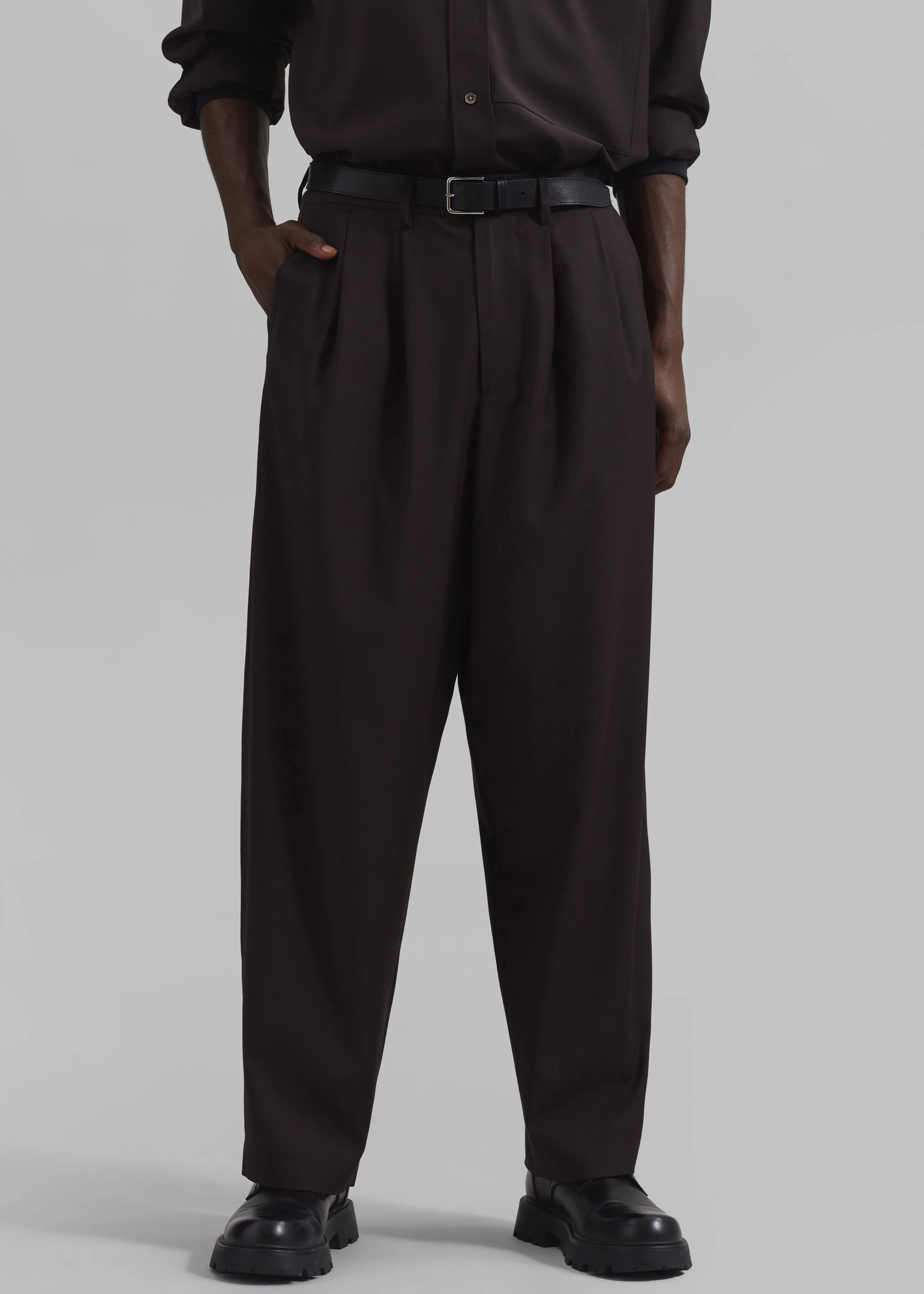Dalton Wool Blend Trousers - Brown sold by Frankie Shop