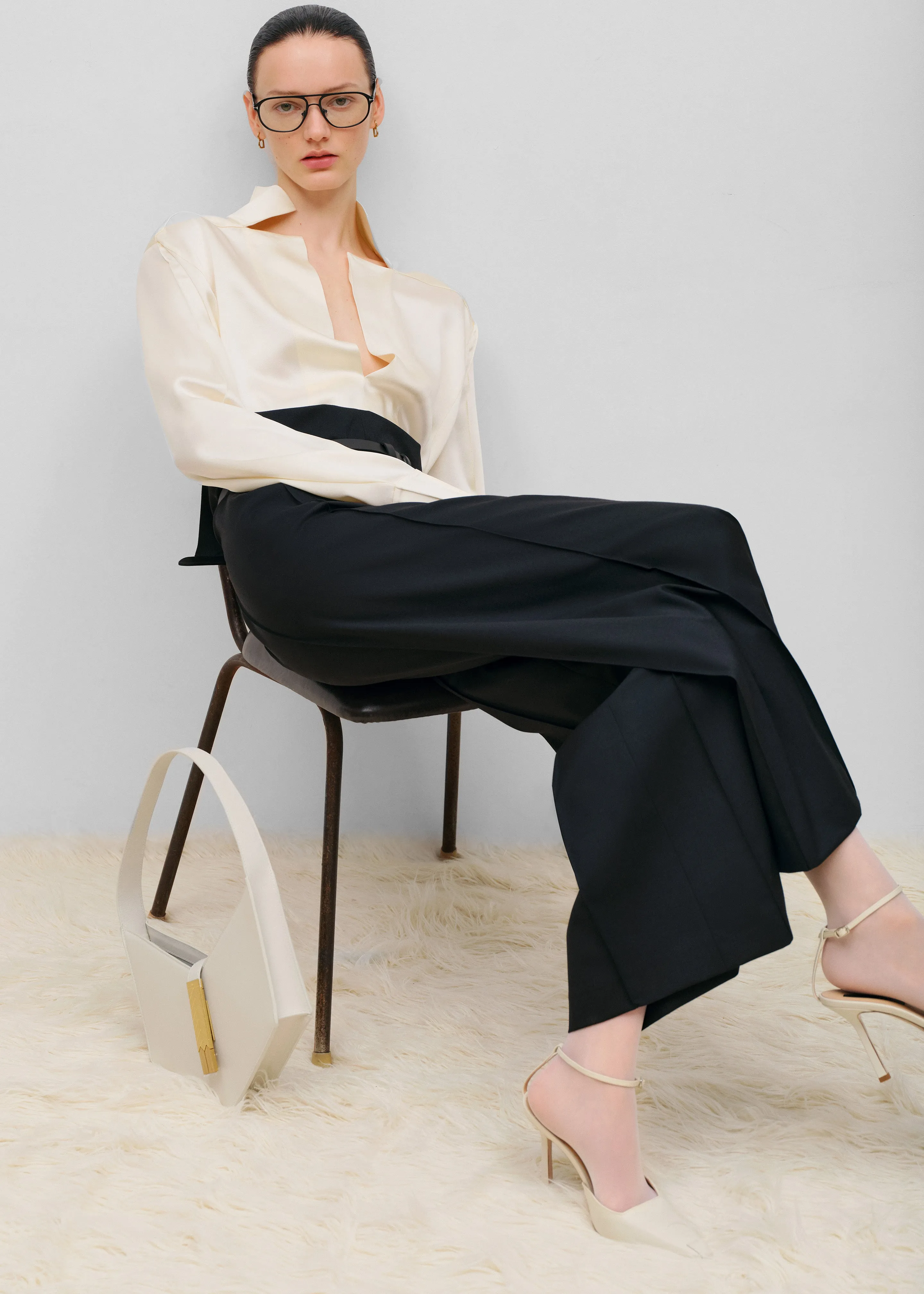 Bevza Stand-Collar Blouse - Vanilla sold by Frankie Shop