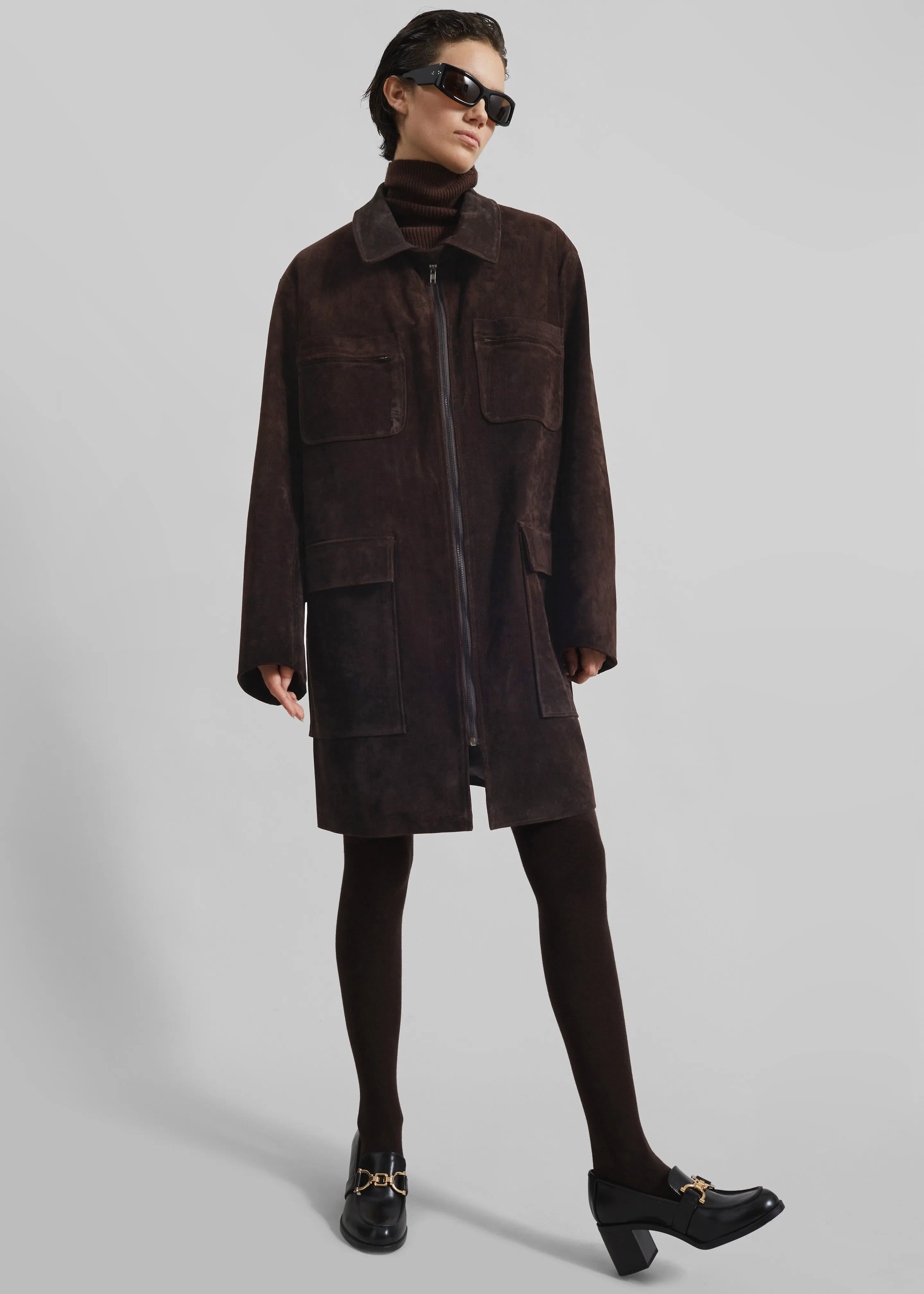 Haillot Suede Long Jacket - Brown sold by Frankie Shop product image thumbnail 3