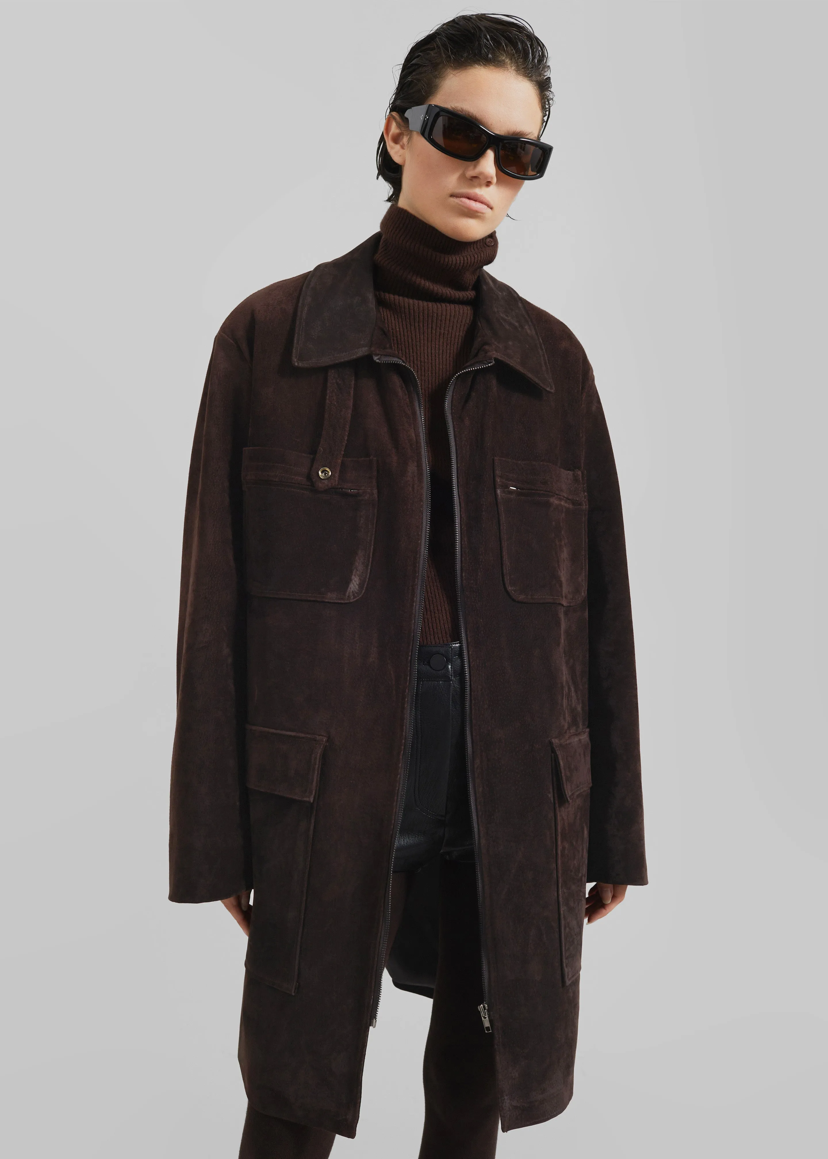 Haillot Suede Long Jacket - Brown sold by Frankie Shop product image thumbnail 5
