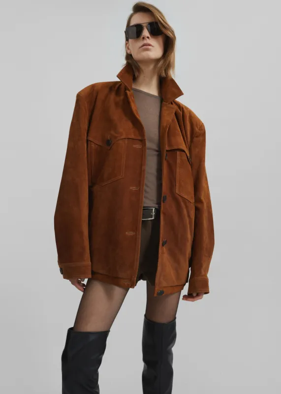 Marlo Suede Jacket - Hazelnut sold by Frankie Shop
