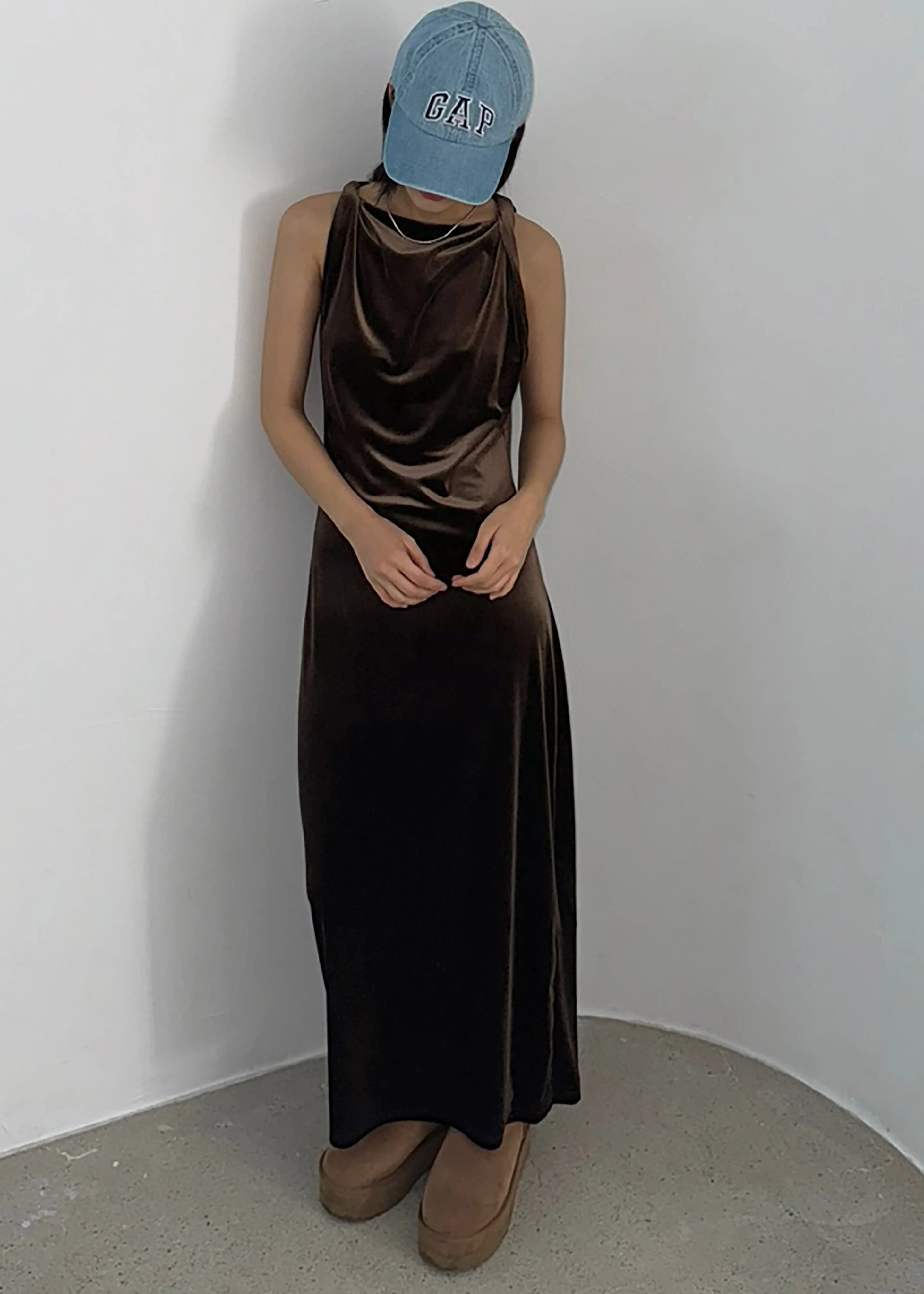 Sinai Twisted Velvet Dress - Brown sold by Frankie Shop product image thumbnail 5