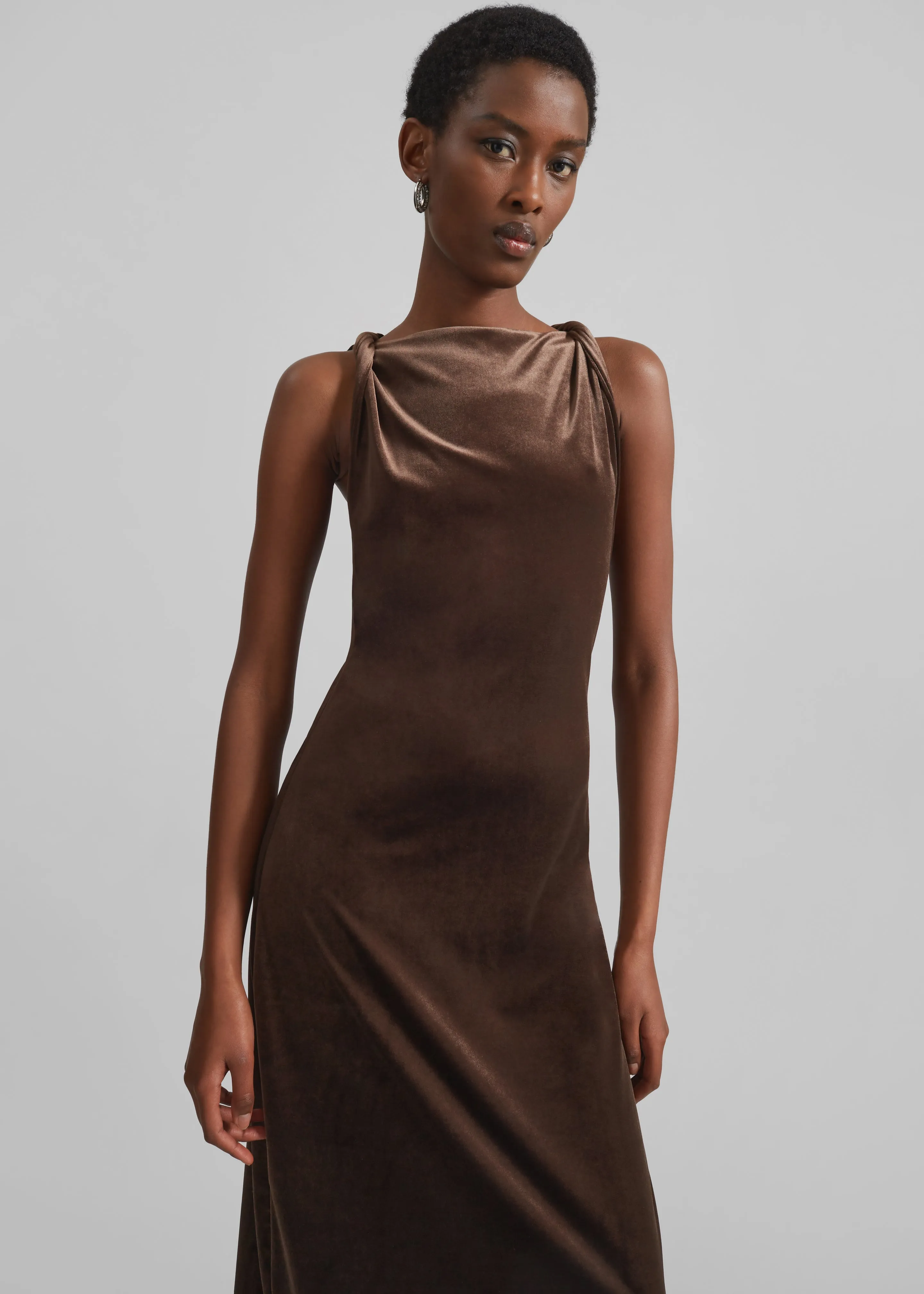 Sinai Twisted Velvet Dress - Brown sold by Frankie Shop product image thumbnail 3