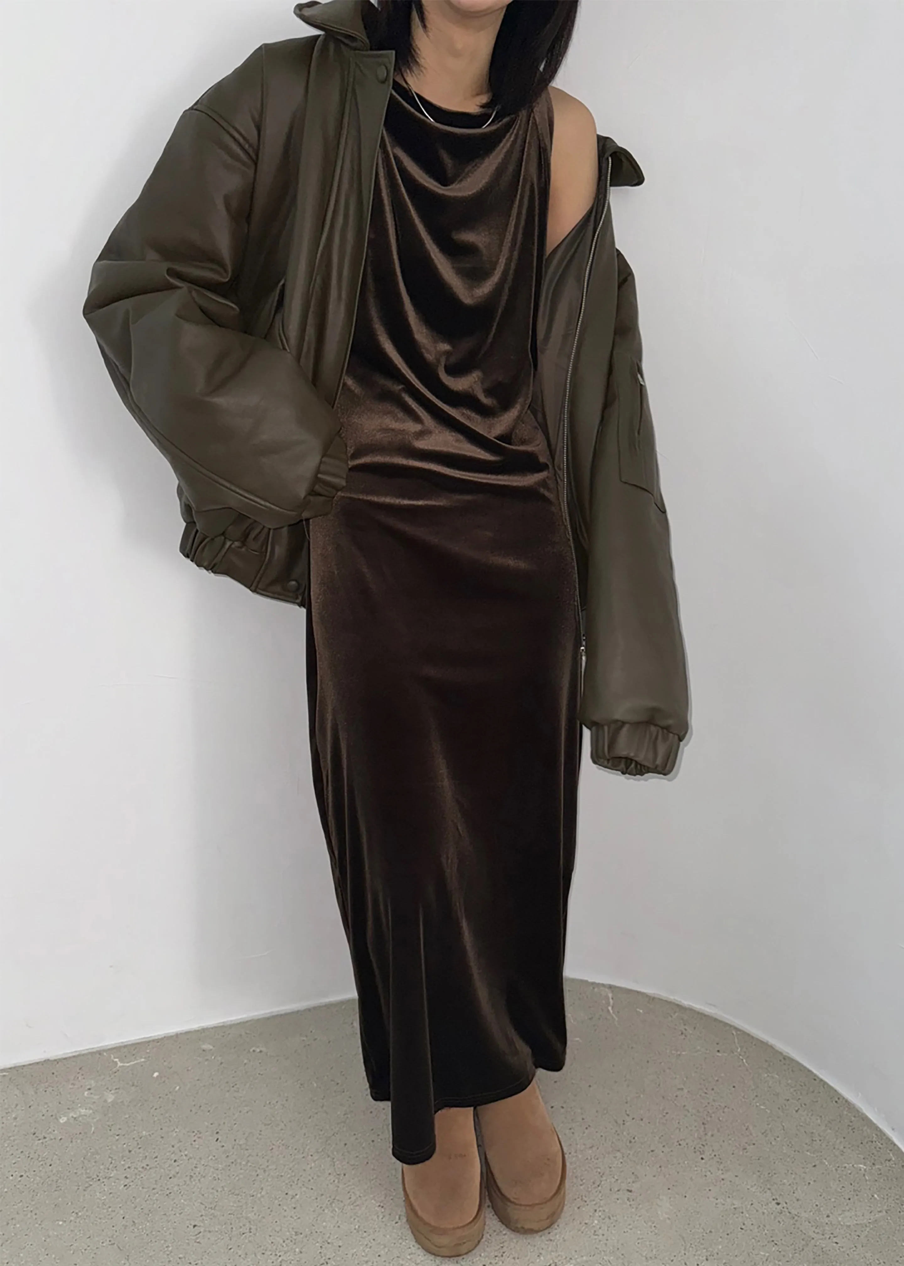 Sinai Twisted Velvet Dress - Brown sold by Frankie Shop product image thumbnail 2