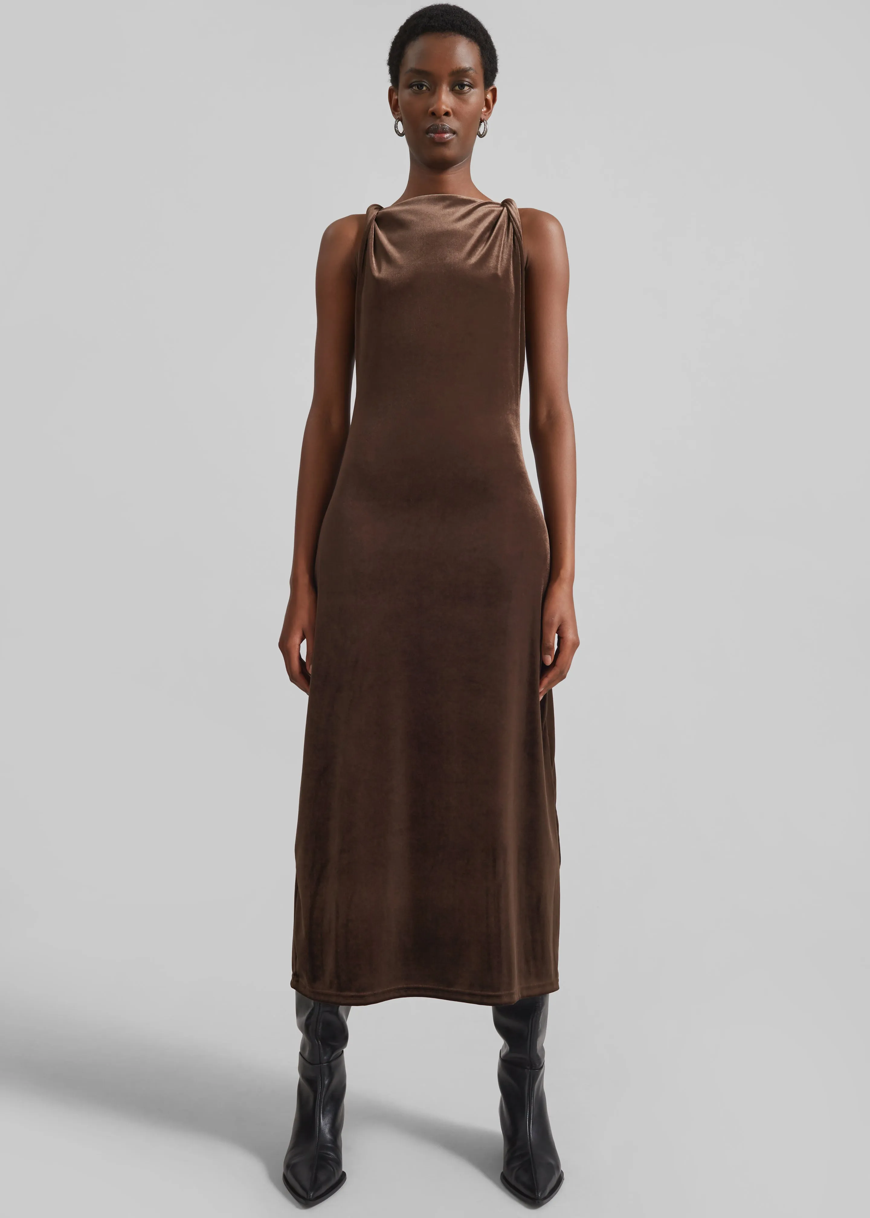 Sinai Twisted Velvet Dress - Brown sold by Frankie Shop product image thumbnail 4