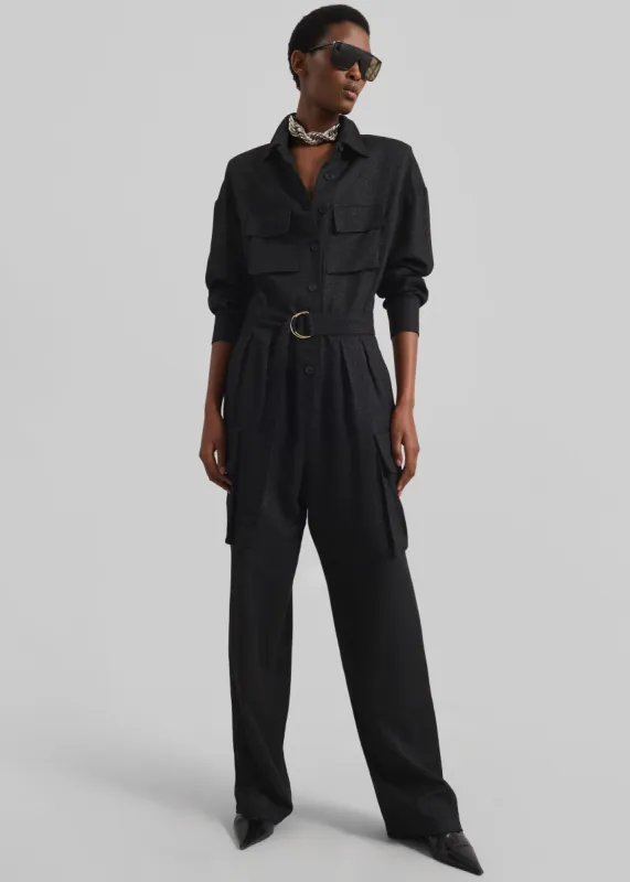 Tulare Shimmer Jumpsuit - Black made by Frankie Shop