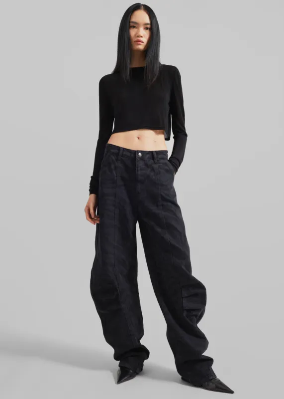 Rotate Zebra Twill Cargo Pants - Black Washed sold by Frankie Shop