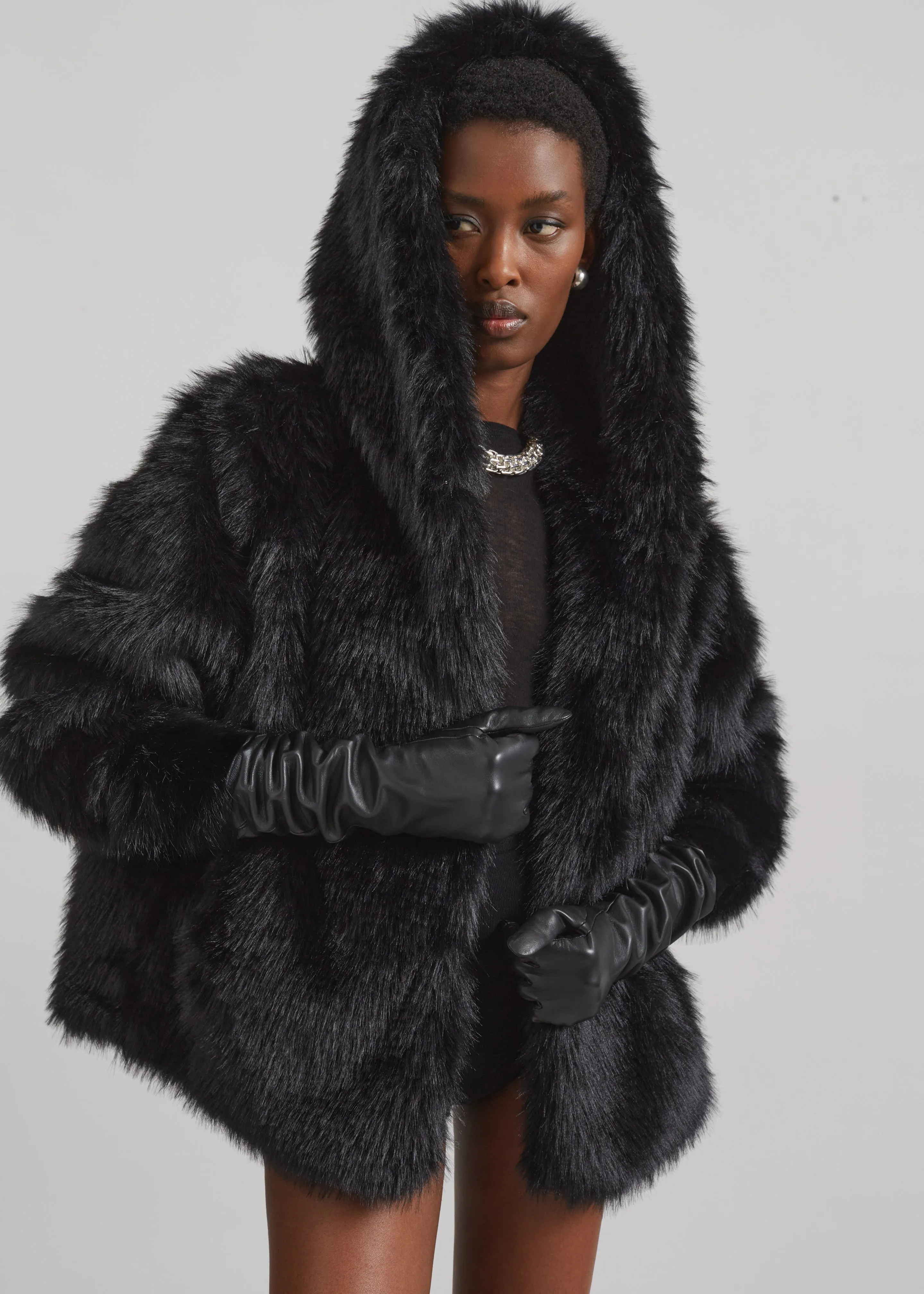 Rosvik Long Leather Gloves - Black sold by Frankie Shop product image thumbnail 4