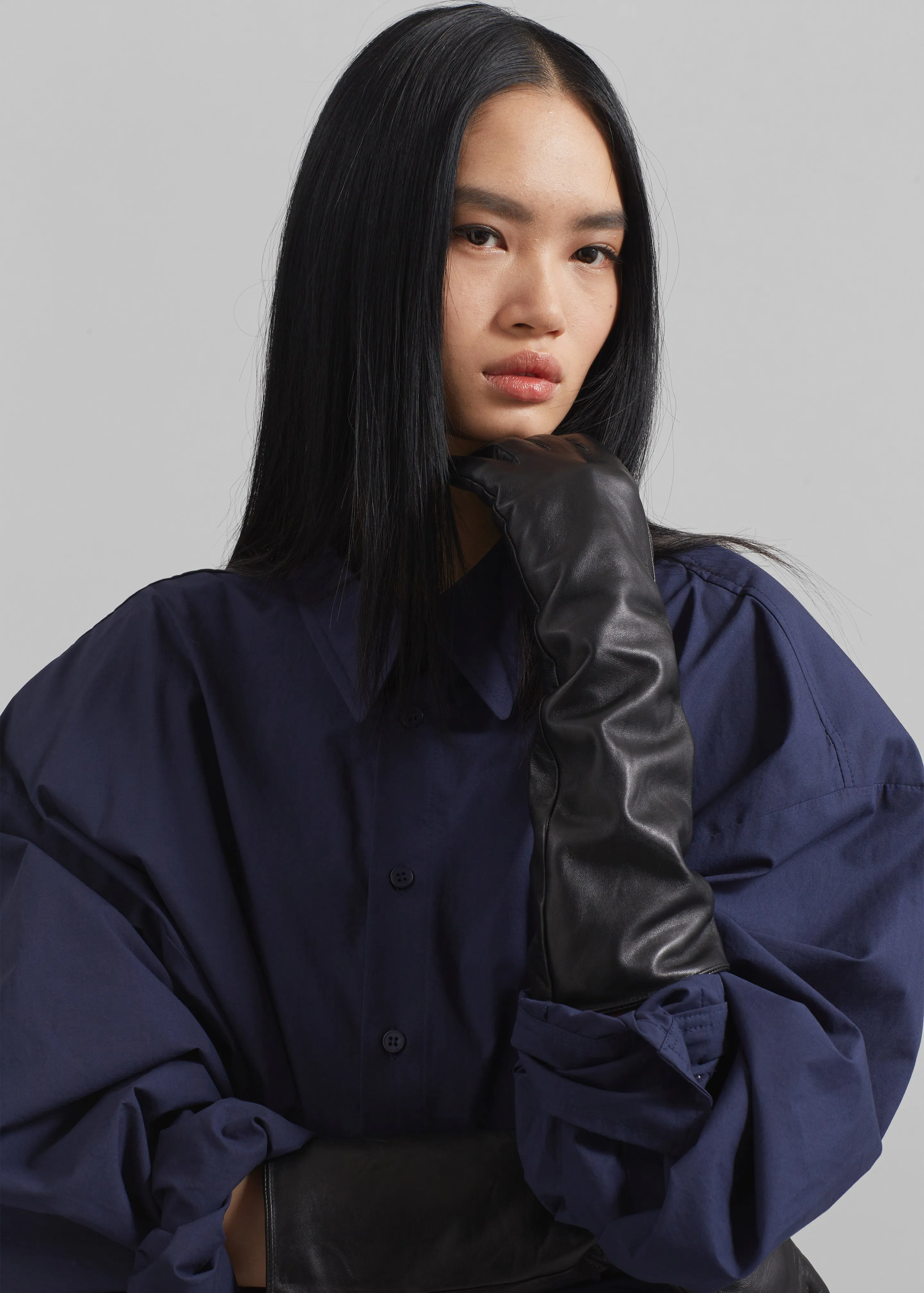 Rosvik Long Leather Gloves - Black sold by Frankie Shop product image thumbnail 2