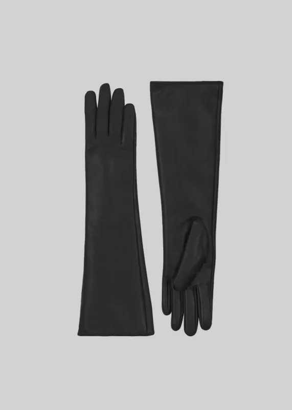 Rosvik Long Leather Gloves - Black sold by Frankie Shop