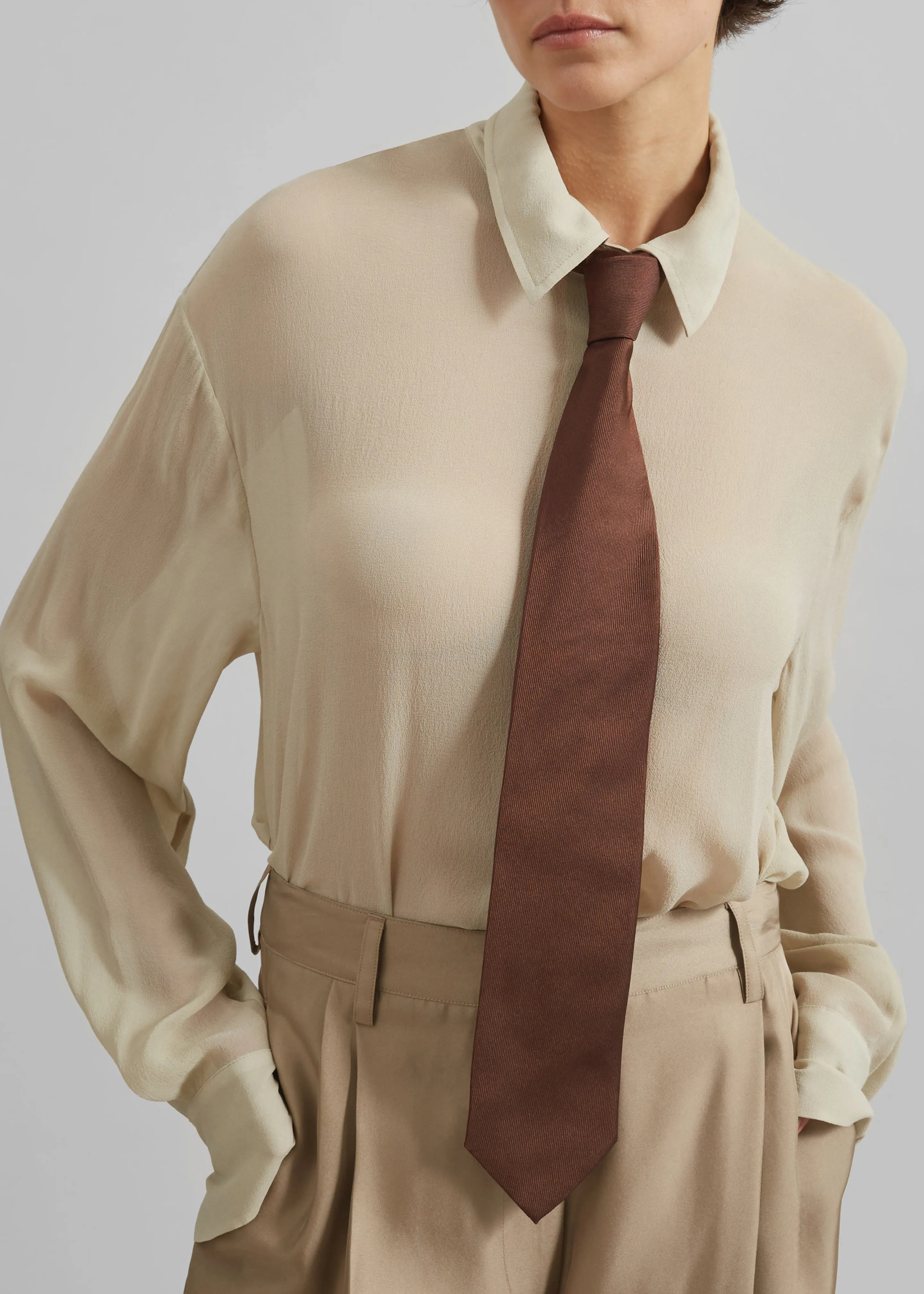 Nea Silk Tie - Brown sold by Frankie Shop product image thumbnail 4