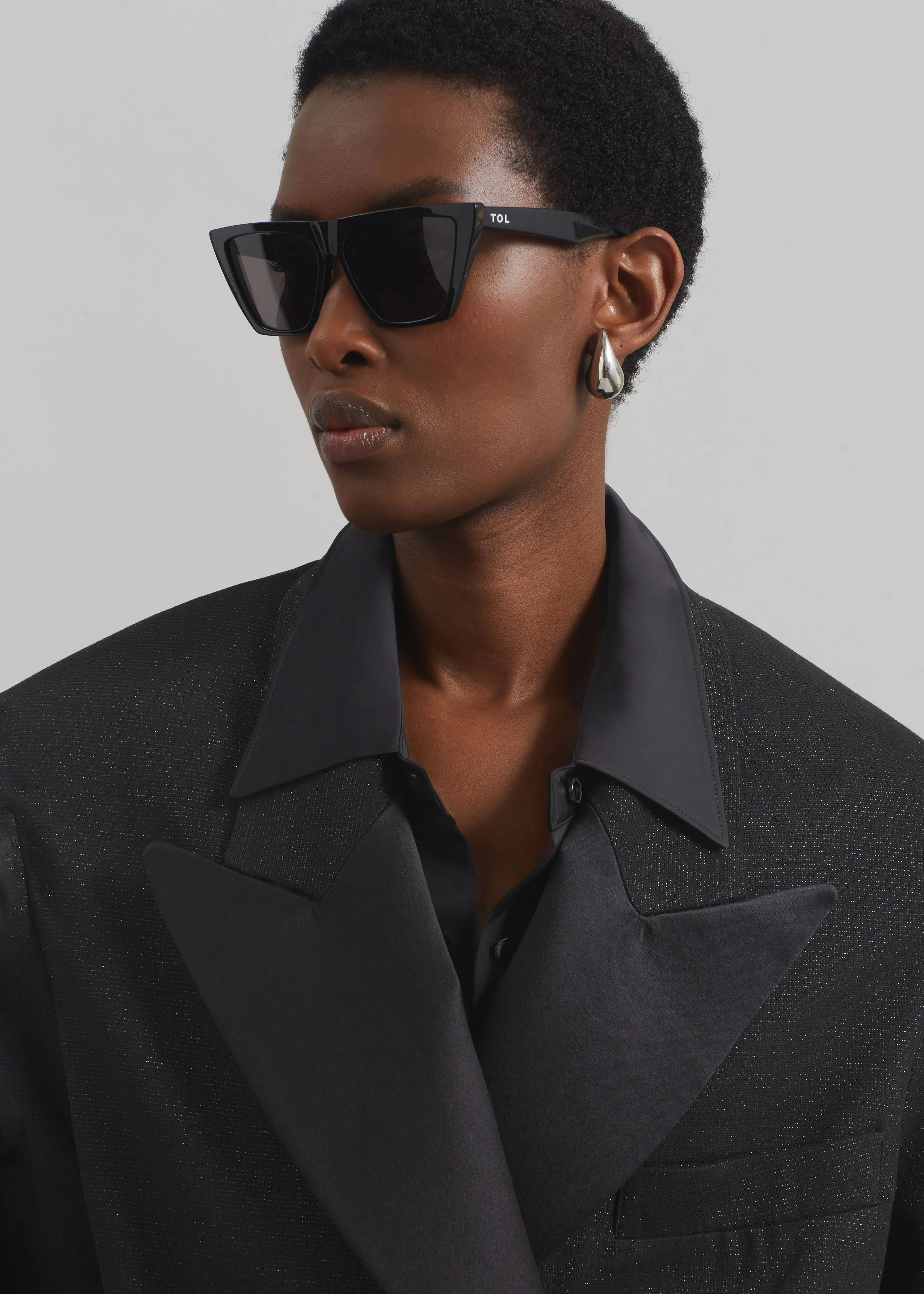 Rosmont Shimmer Cropped Smoking Jacket - Black sold by Frankie Shop product image thumbnail 3