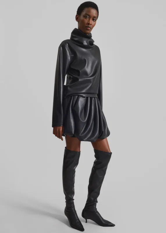 Lofoten Mock Neck Faux Leather Top - Black sold by Frankie Shop