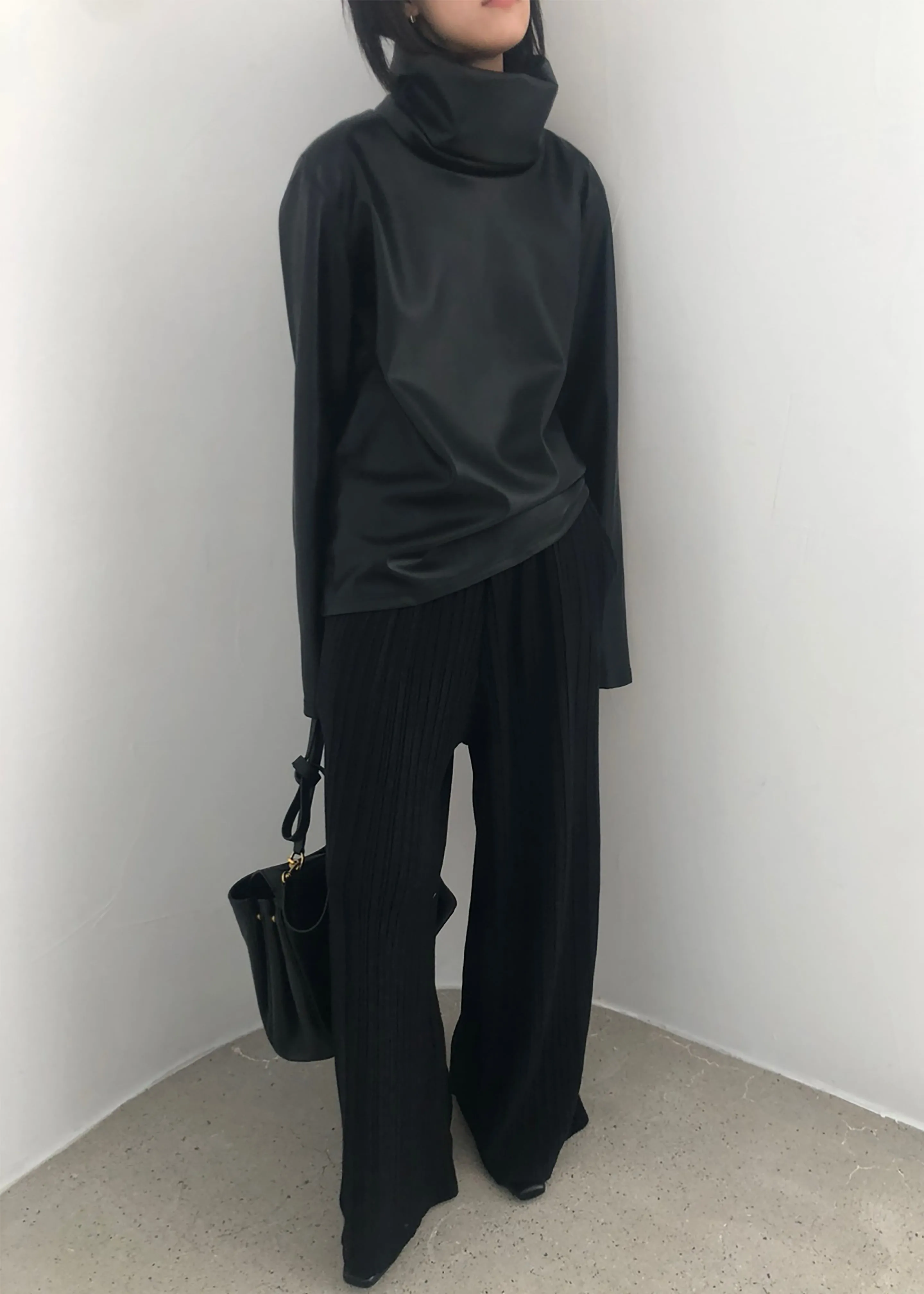 Lofoten Mock Neck Faux Leather Top - Black sold by Frankie Shop product image thumbnail 3