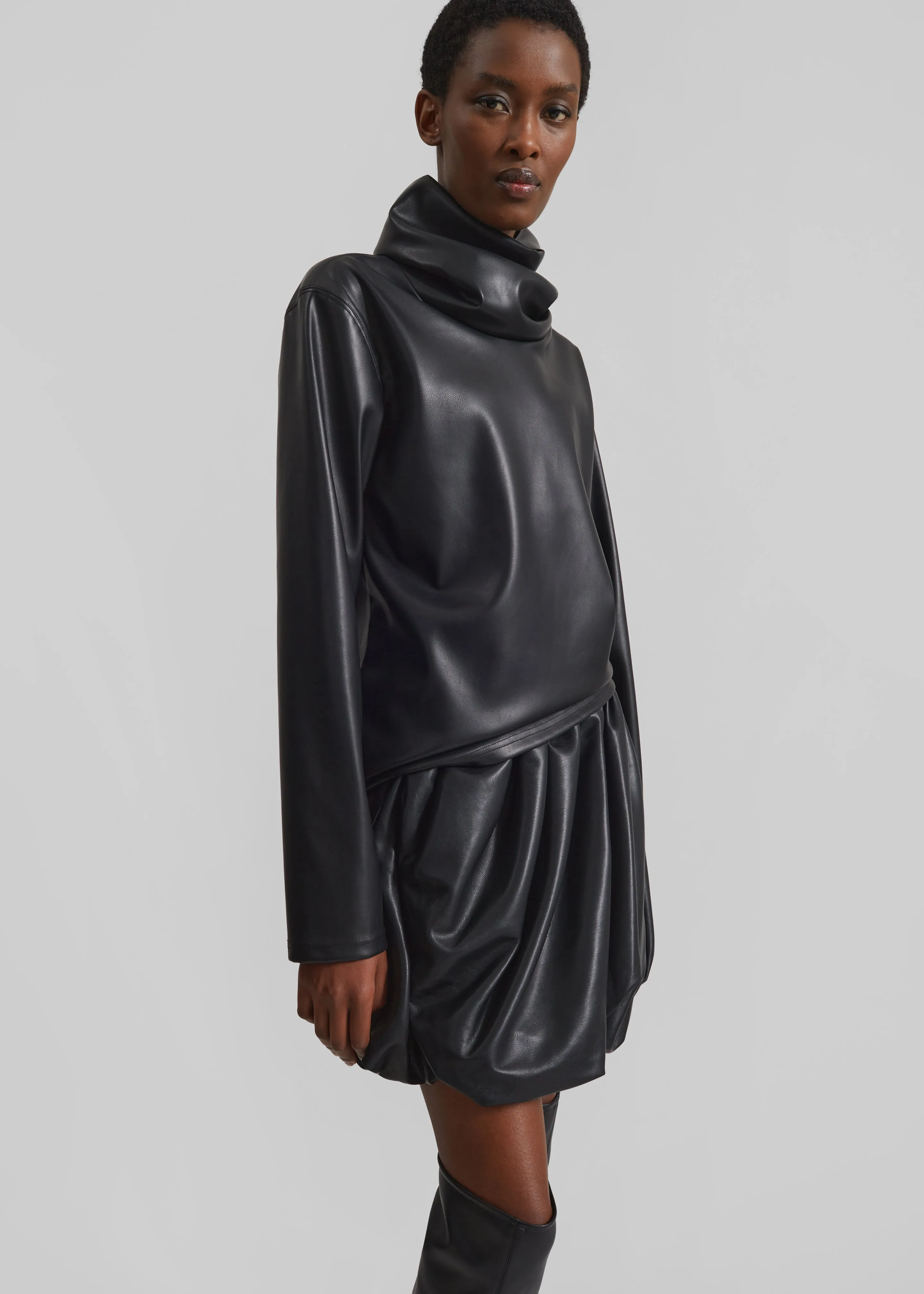 Lofoten Mock Neck Faux Leather Top - Black sold by Frankie Shop product image thumbnail 4