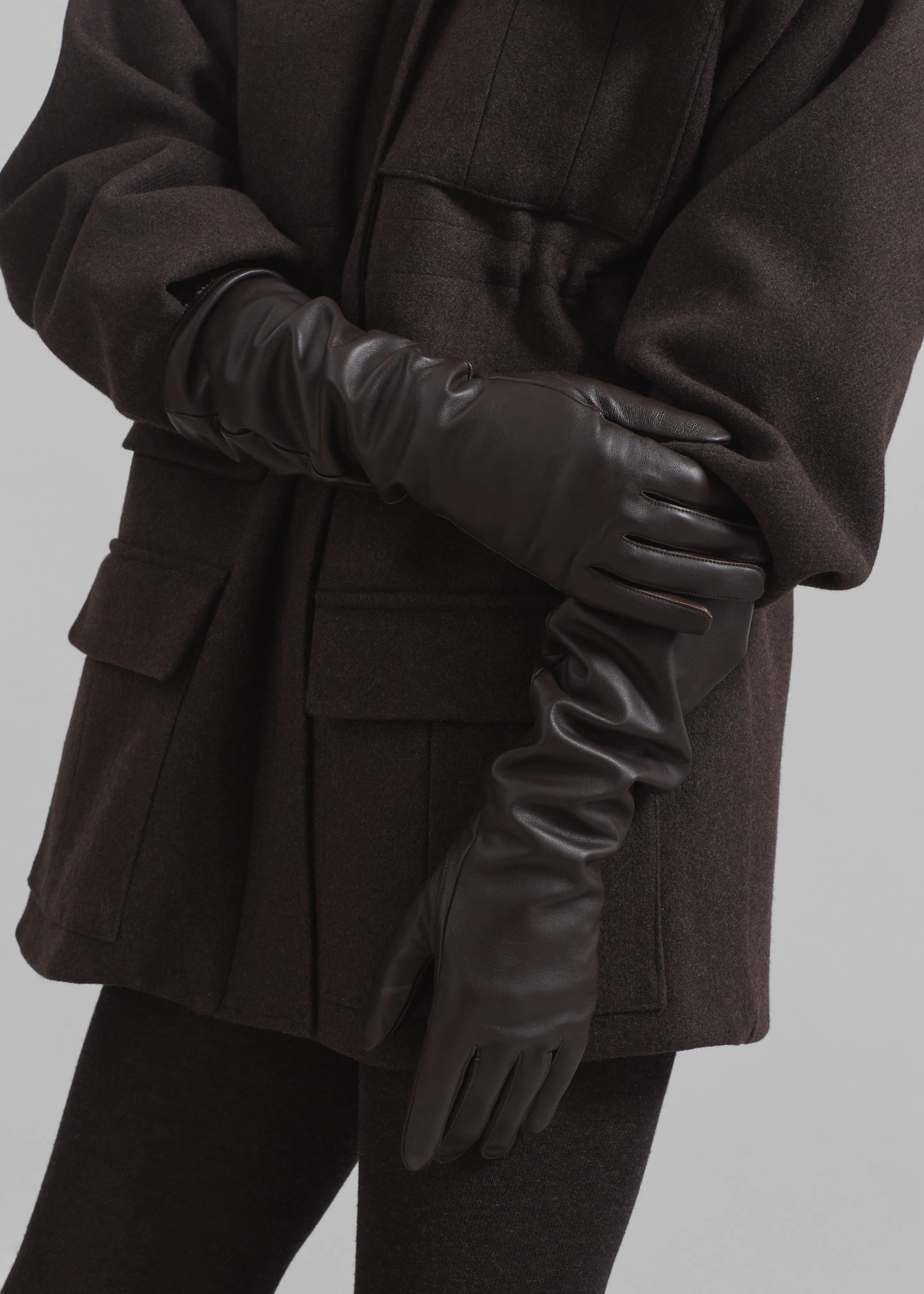 Jorna Long Leather Gloves - Brown sold by Frankie Shop product image thumbnail 2