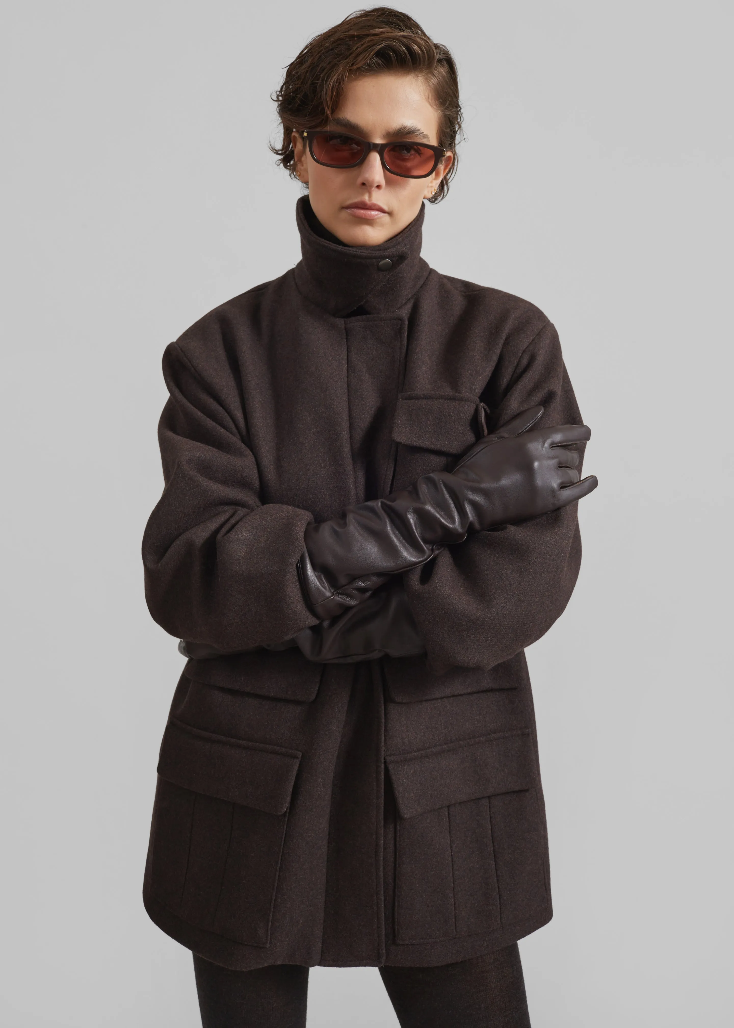 Jorna Long Leather Gloves - Brown sold by Frankie Shop product image thumbnail 3