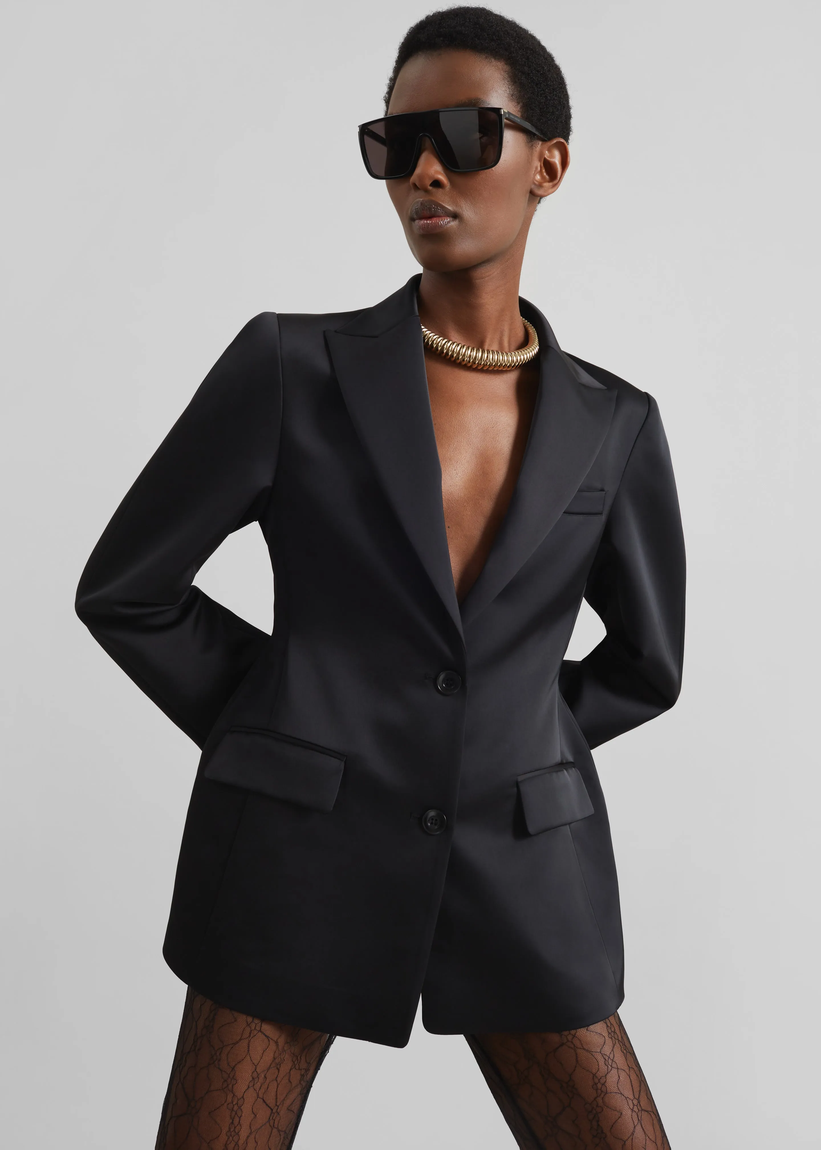 Colette Hourglass Satin Blazer - Black sold by Frankie Shop product image thumbnail 4