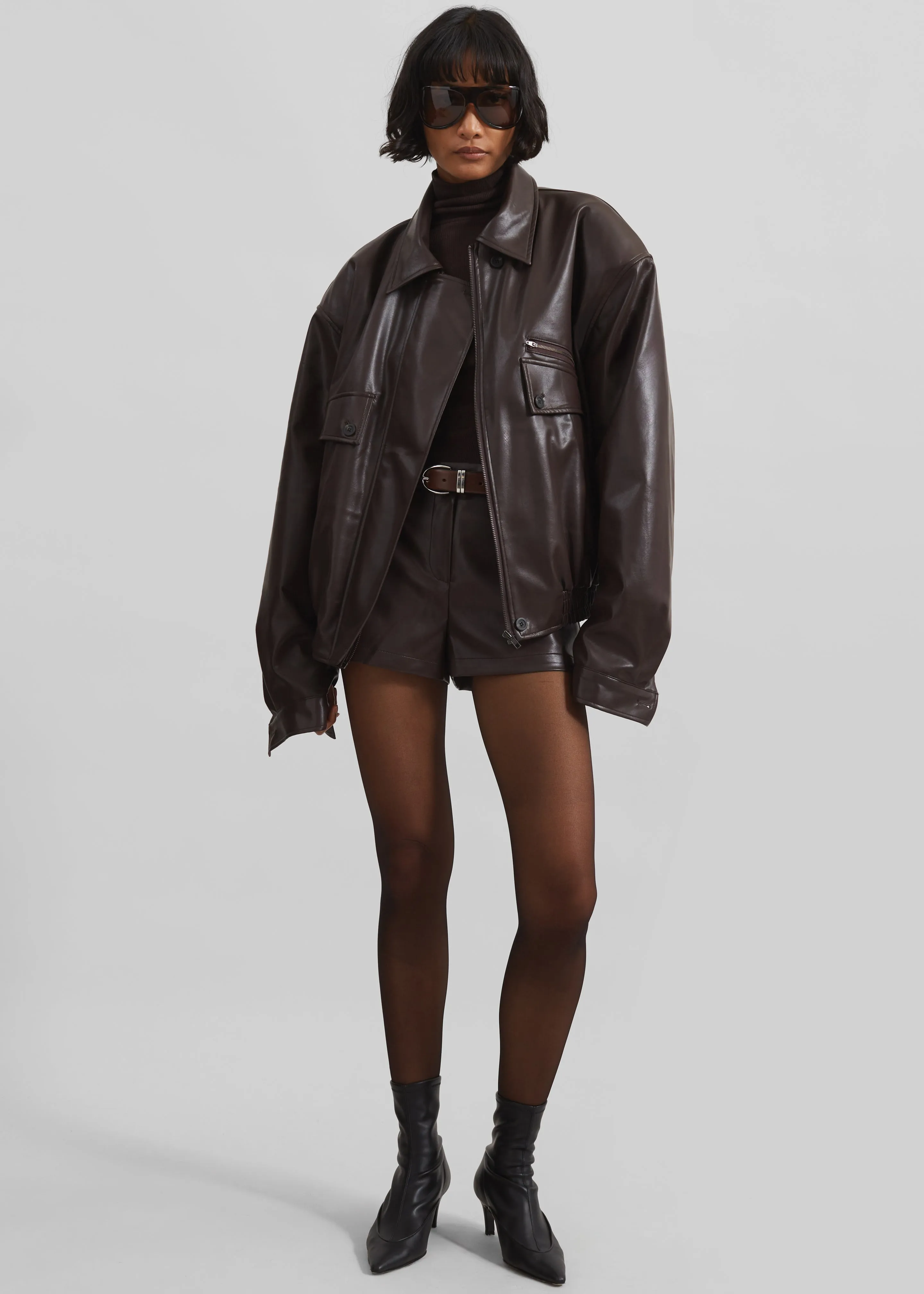 Naica Padded Faux Leather Jacket - Brown sold by Frankie Shop product image thumbnail 2